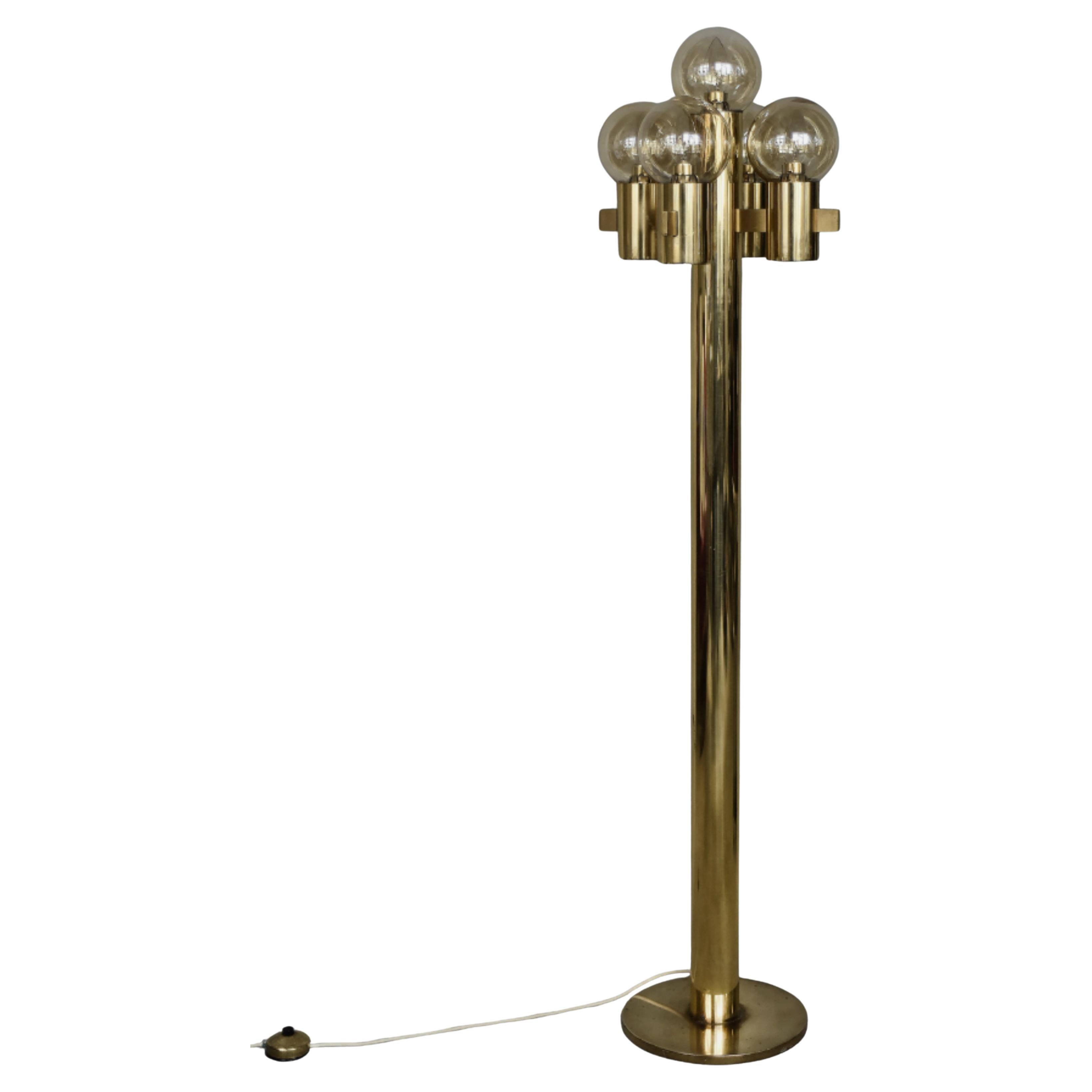 Lampadaire sculptural en or à 5 Lights par Hans-Agne Jakobsson, 1960s en vente
