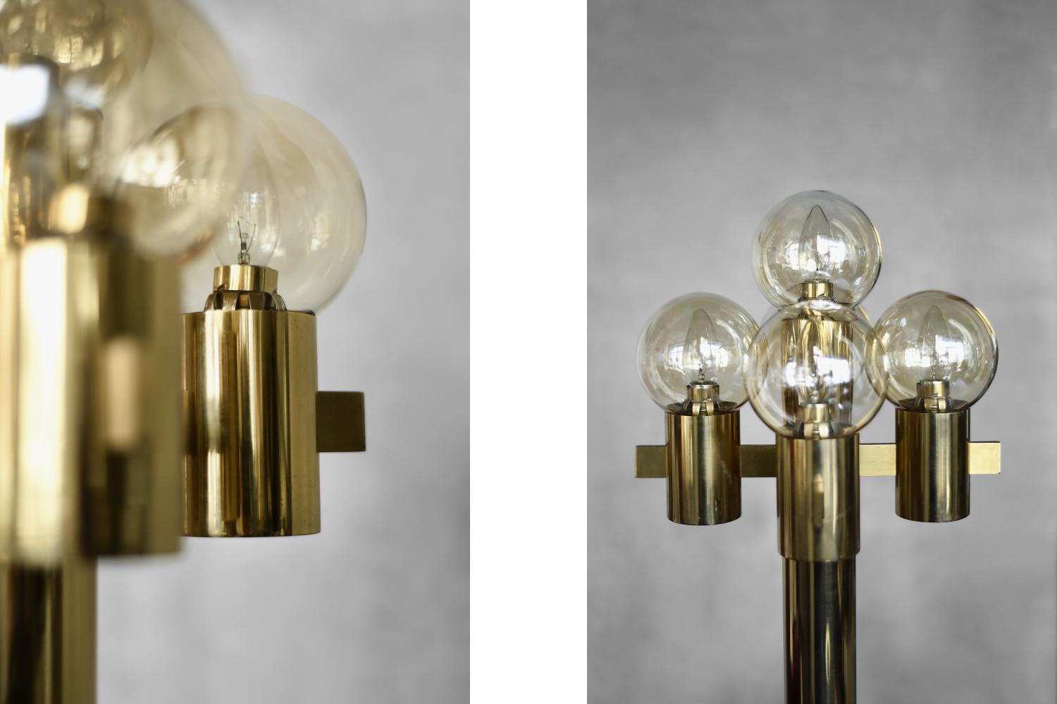 Skulpturale goldene Stehlampe mit fünf Lights von Gaetano Sciolari, 1970er Jahre im Angebot 1