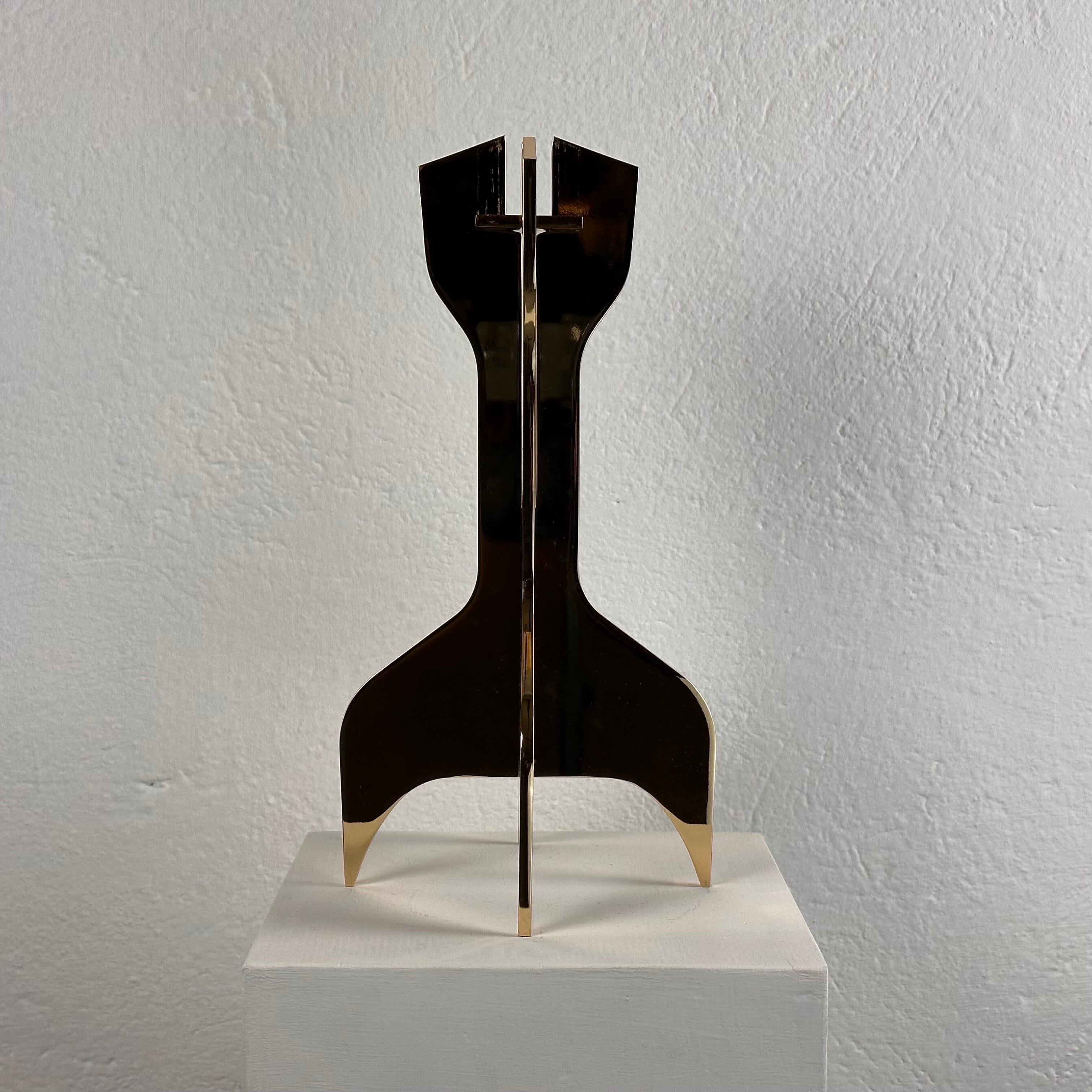 Mid-Century Modern Sculptural Gold Plated Candle Stick by Marcel Breuer for Gavina, 1970s For Sale