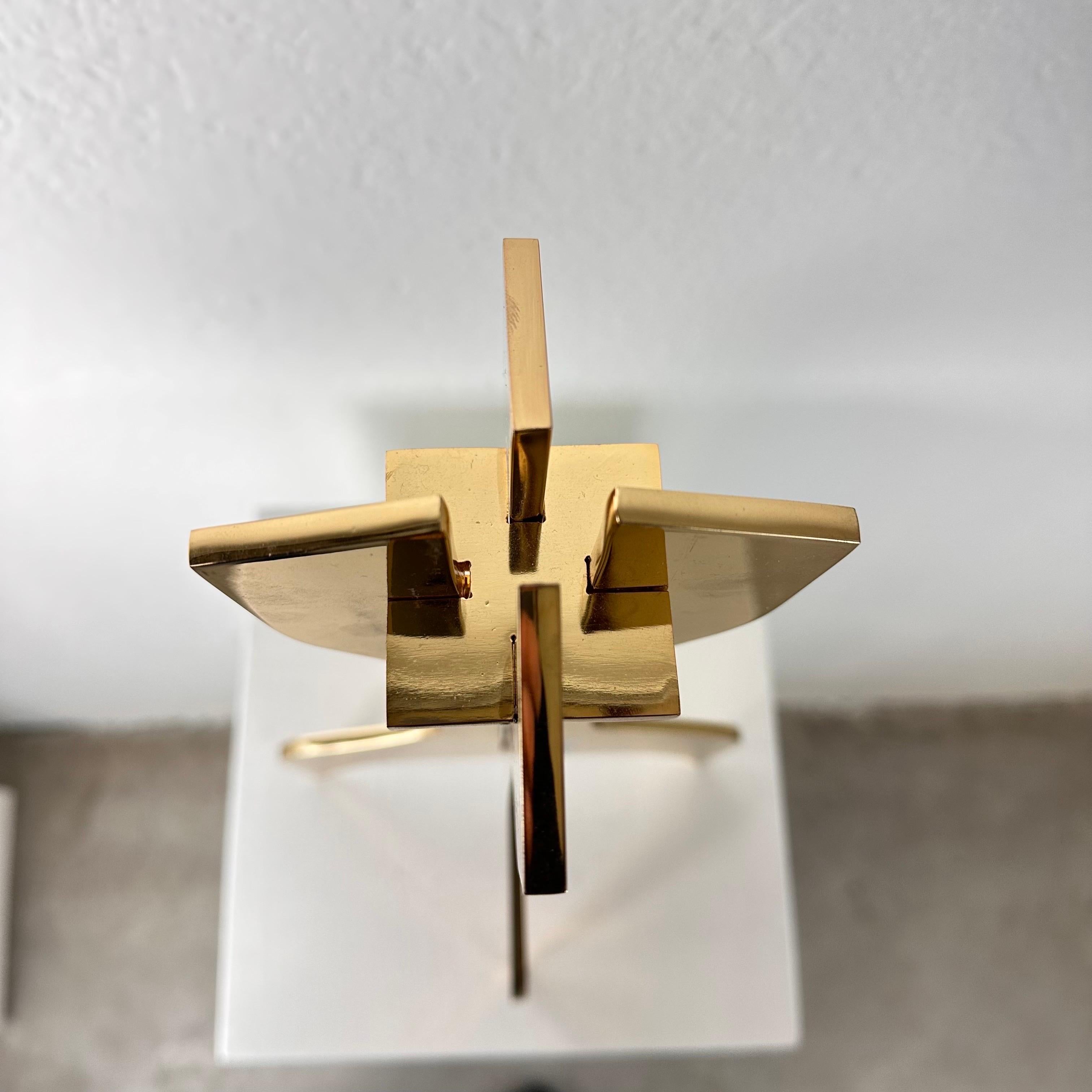 Late 20th Century Sculptural Gold Plated Candle Stick by Marcel Breuer for Gavina, 1970s For Sale