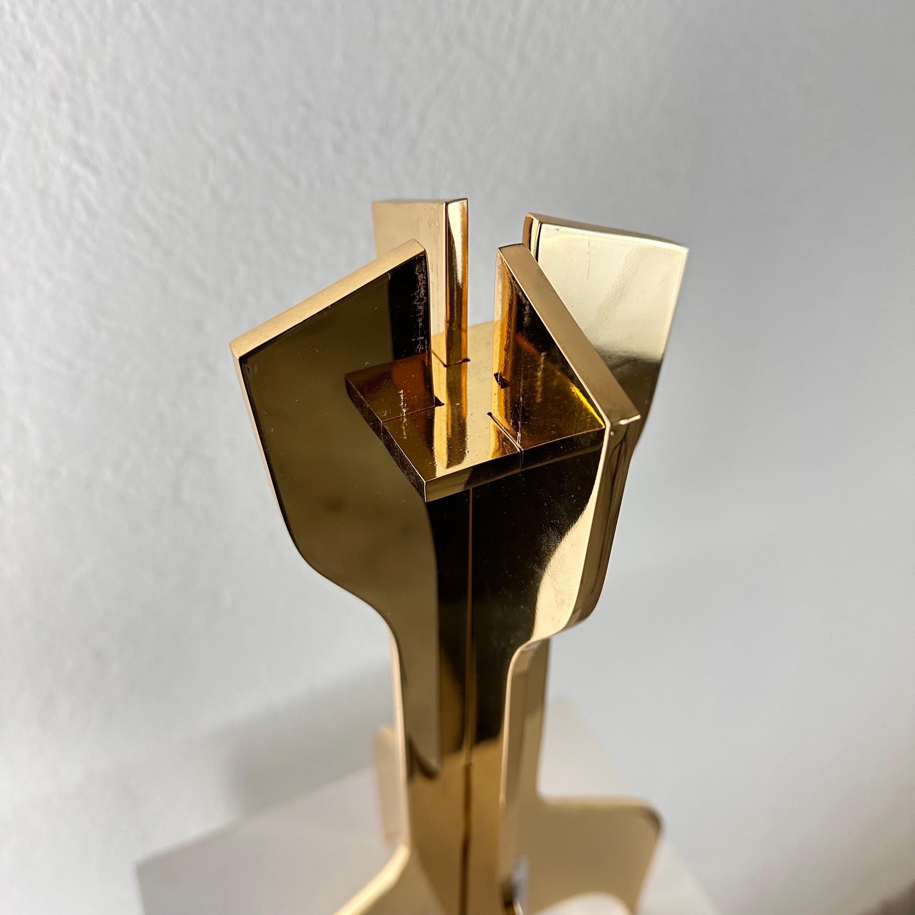 Sculptural Gold Plated Candle Stick by Marcel Breuer for Gavina, 1970s For Sale 2