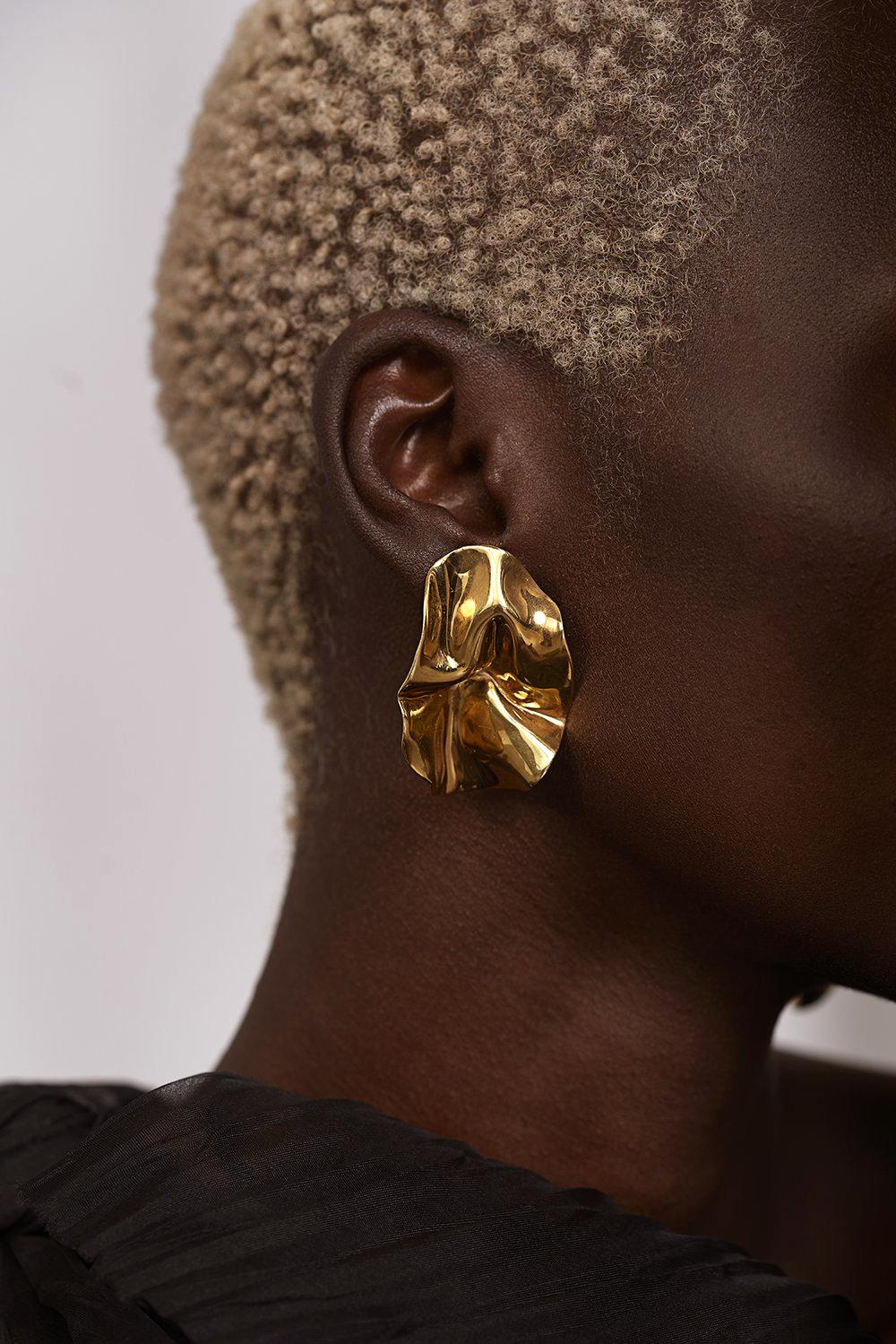 gold sculptural earrings