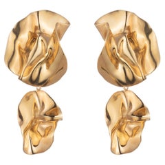 Sculptural Gold Plated Statement Fold Earrings