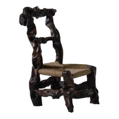 Chaise d'appoint sculpturale en bois de vigne, Italie, années 1970