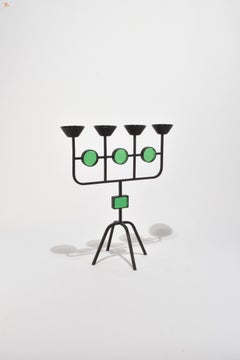 Sculptural Green Glass Candelabra