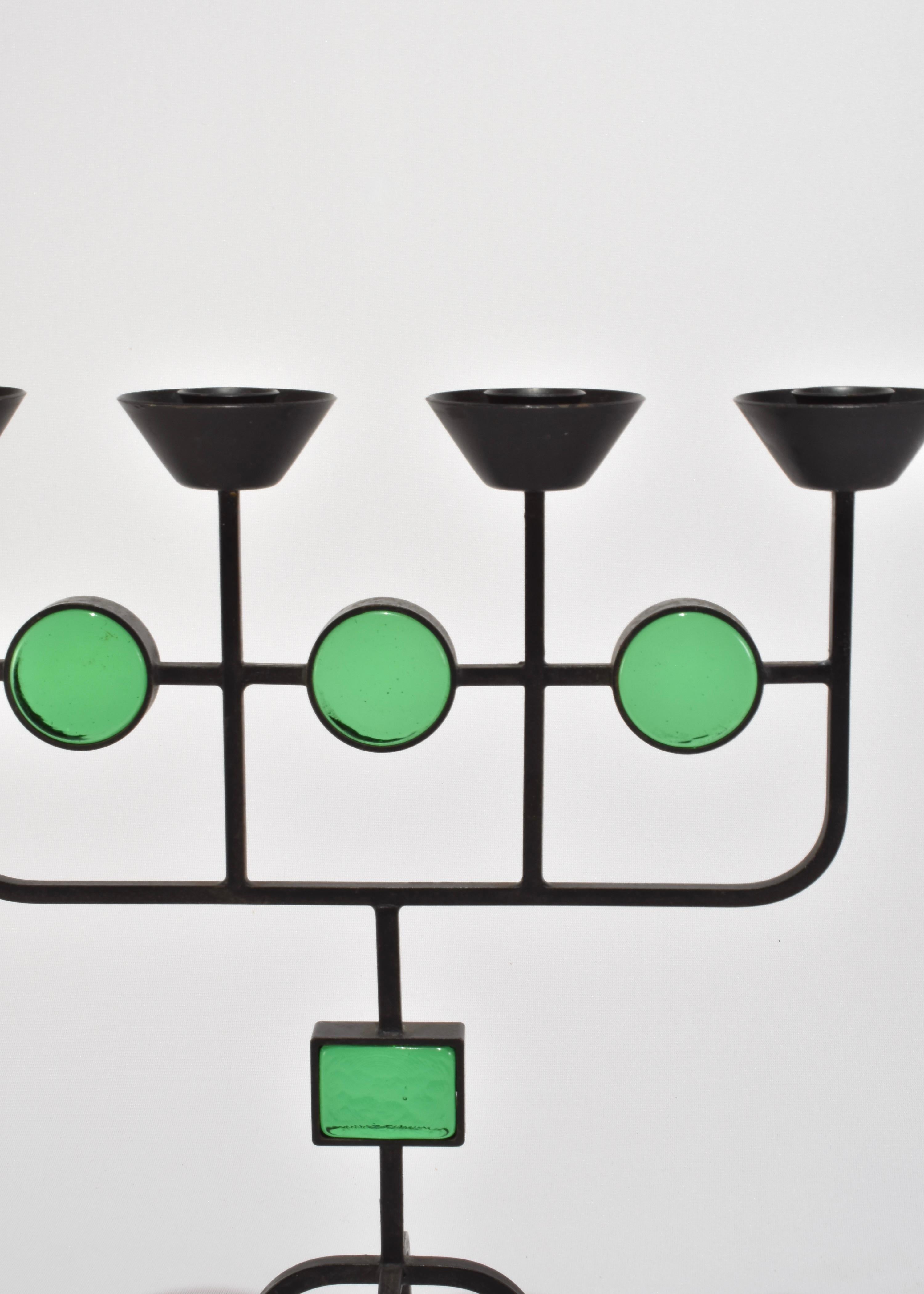 Sculptural Green Glass Candelabra In Good Condition For Sale In Richmond, VA