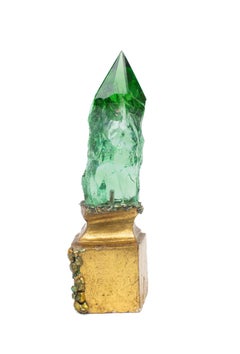 Sculptural Green Lava Glass with an 18th Century Italian Fragment Base