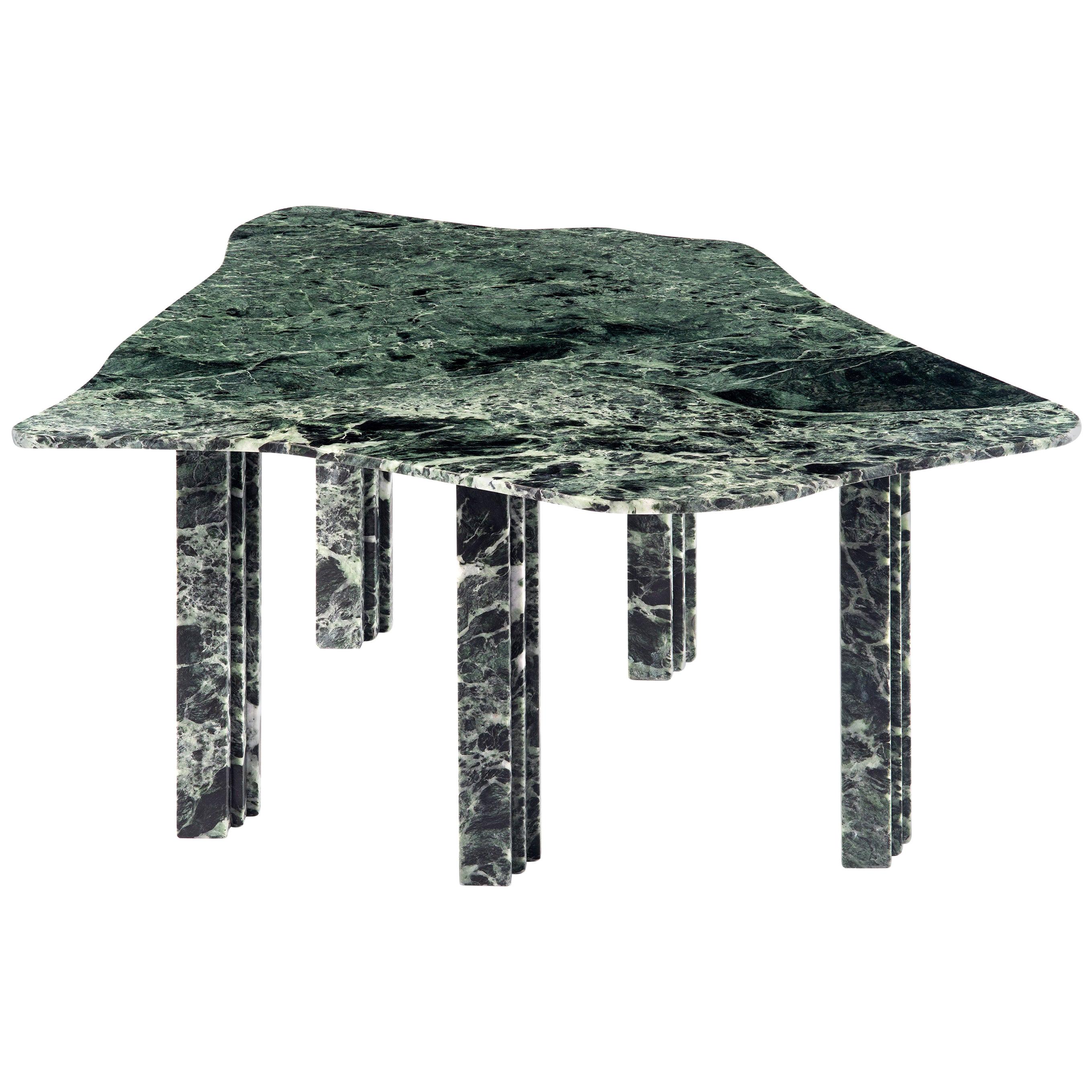 Sculptural green marble coffee table - Lorenzo Bini
Title: No-thin
Measures: 90 x 75 x H 37 cm
Material: Verde Alpi

Six Tableaux is a series of marble tables designed by Lorenzo Bini and built by Atzara Marmi with the support of Margraf.
Each