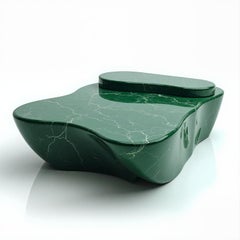 Sculptural Green Marble Coffee Table with Organic Fluid Form by House of Jaipur