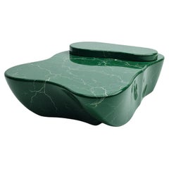 Sculptural Green Marble Coffee Table with Organic Fluid Form by Artisanal