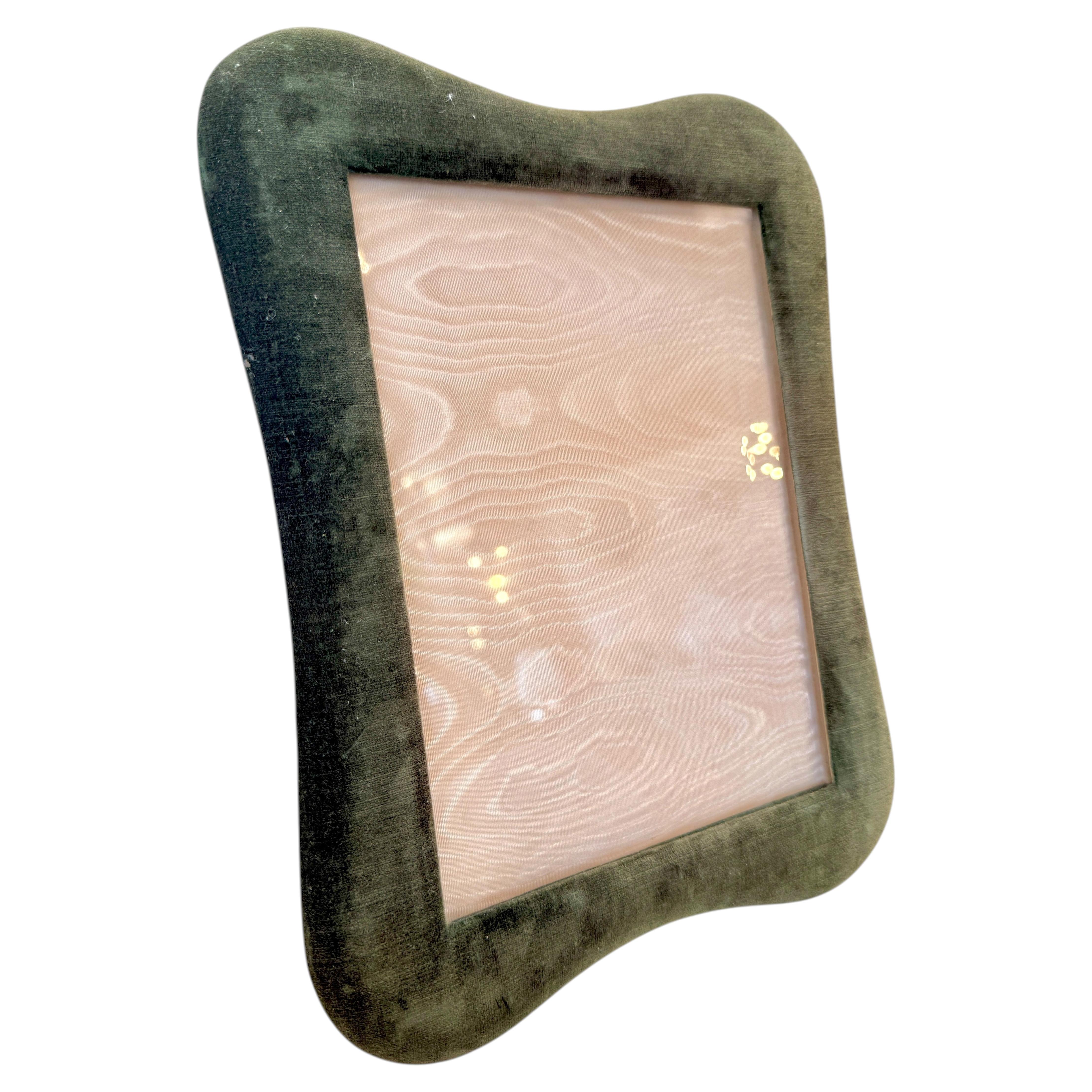 Sculptural Green Velvet Picture Frame For Sale