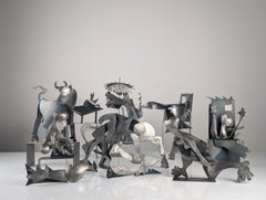 Skulpturengruppe "Nach Picasso" aus Metall, Guernica-Hommage, Ende 20.