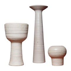 Sculptural Group of Tall Studio Pottery Chalk White Vases by Piet Knepper Mobach