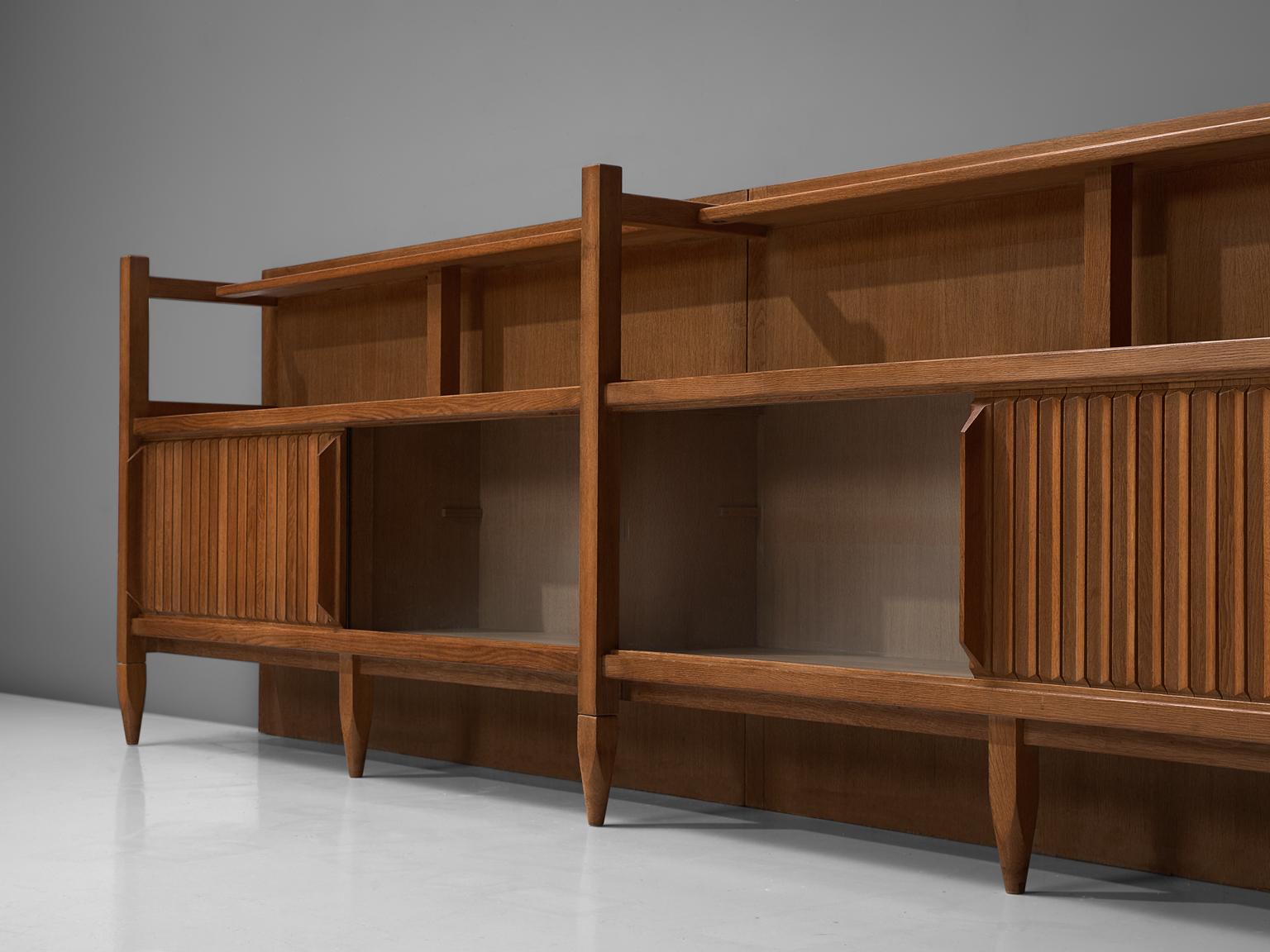 Mid-20th Century Sculptural Guillerme et Chambron Solid Oak Sideboard 