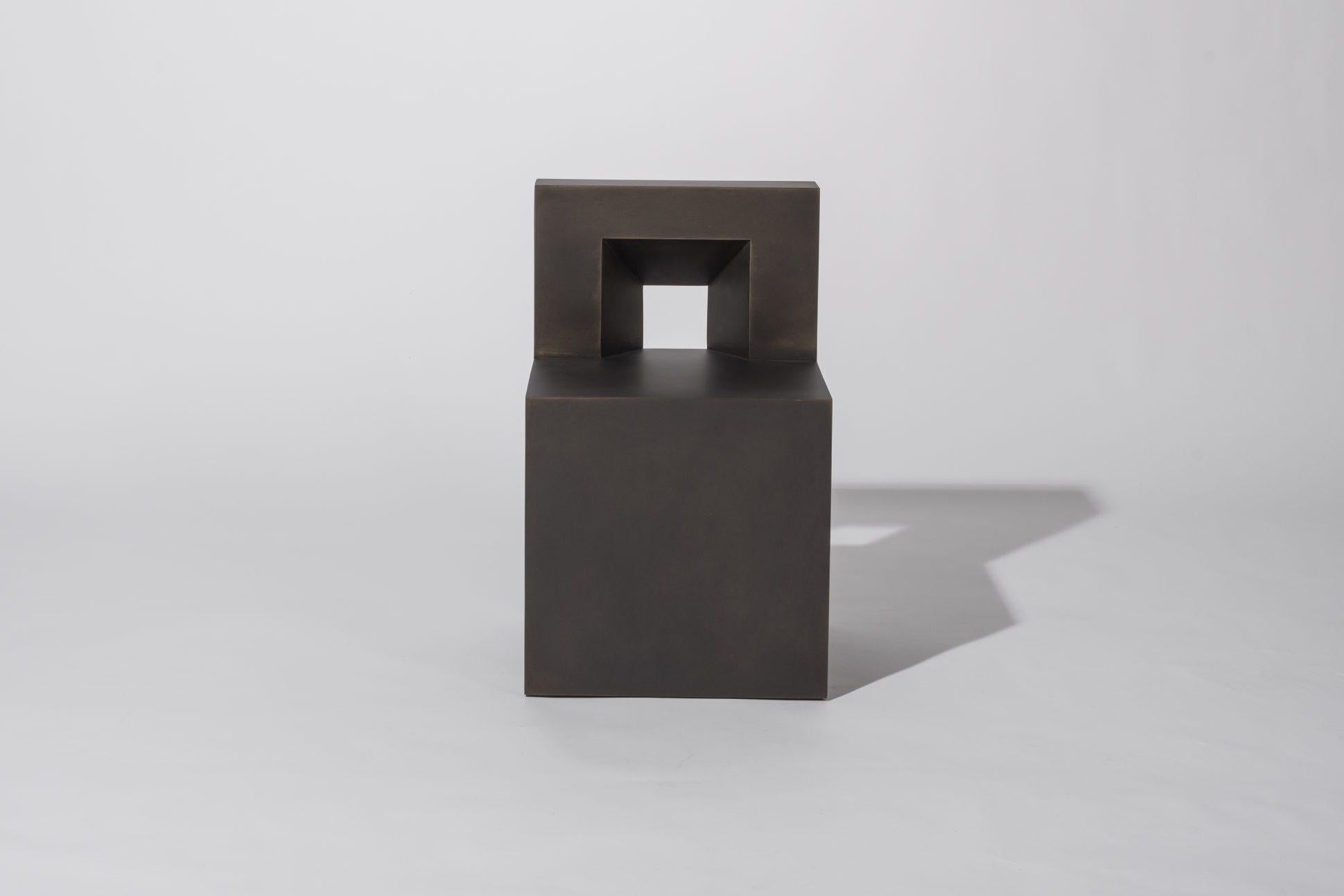 Bronze Sculptural GV Chair by Jonathan Nesci Crafted in Chemically Blackened Steel For Sale