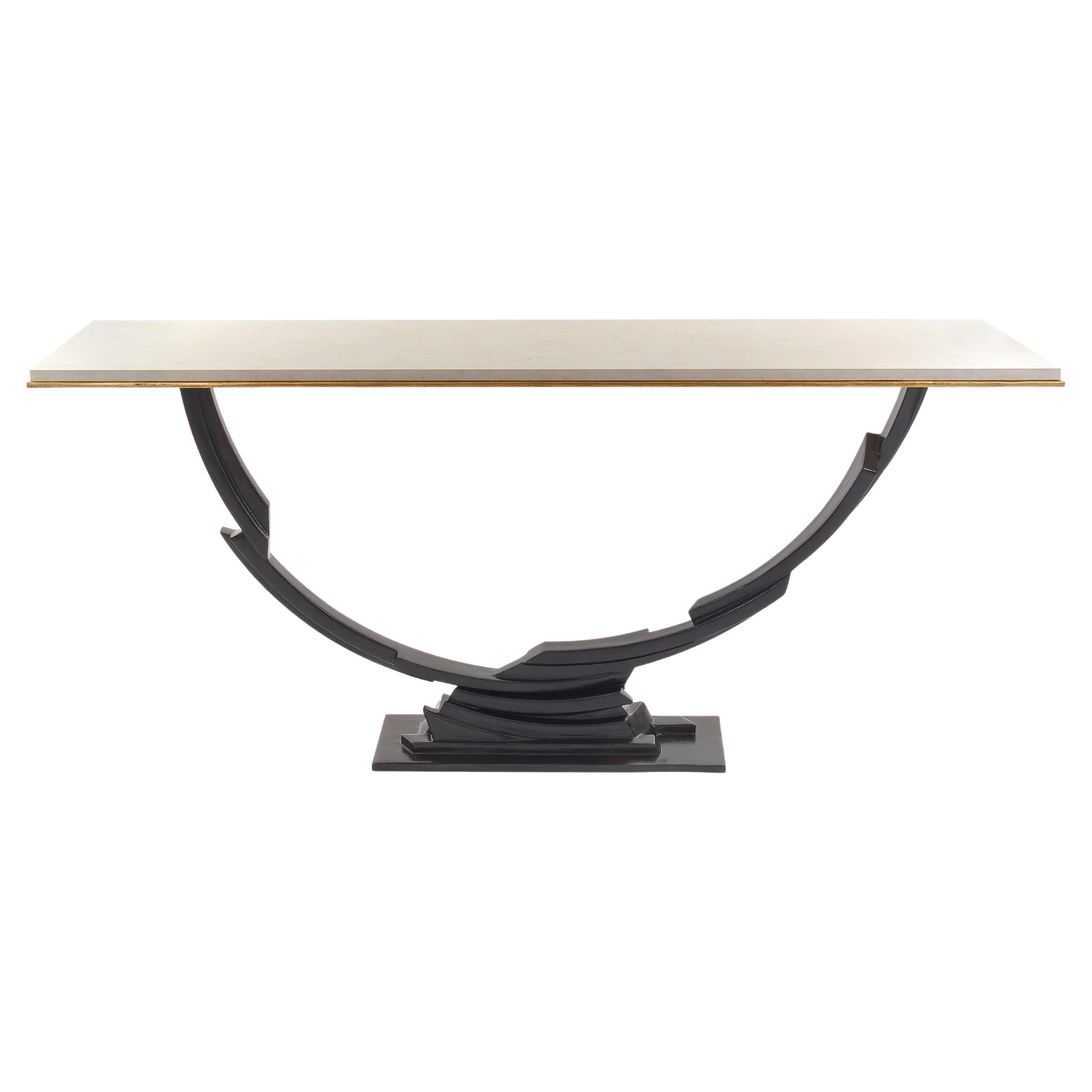 Sculptural Hadrian Console Table, 23K Gold, Marble, Handmade by Benediko For Sale