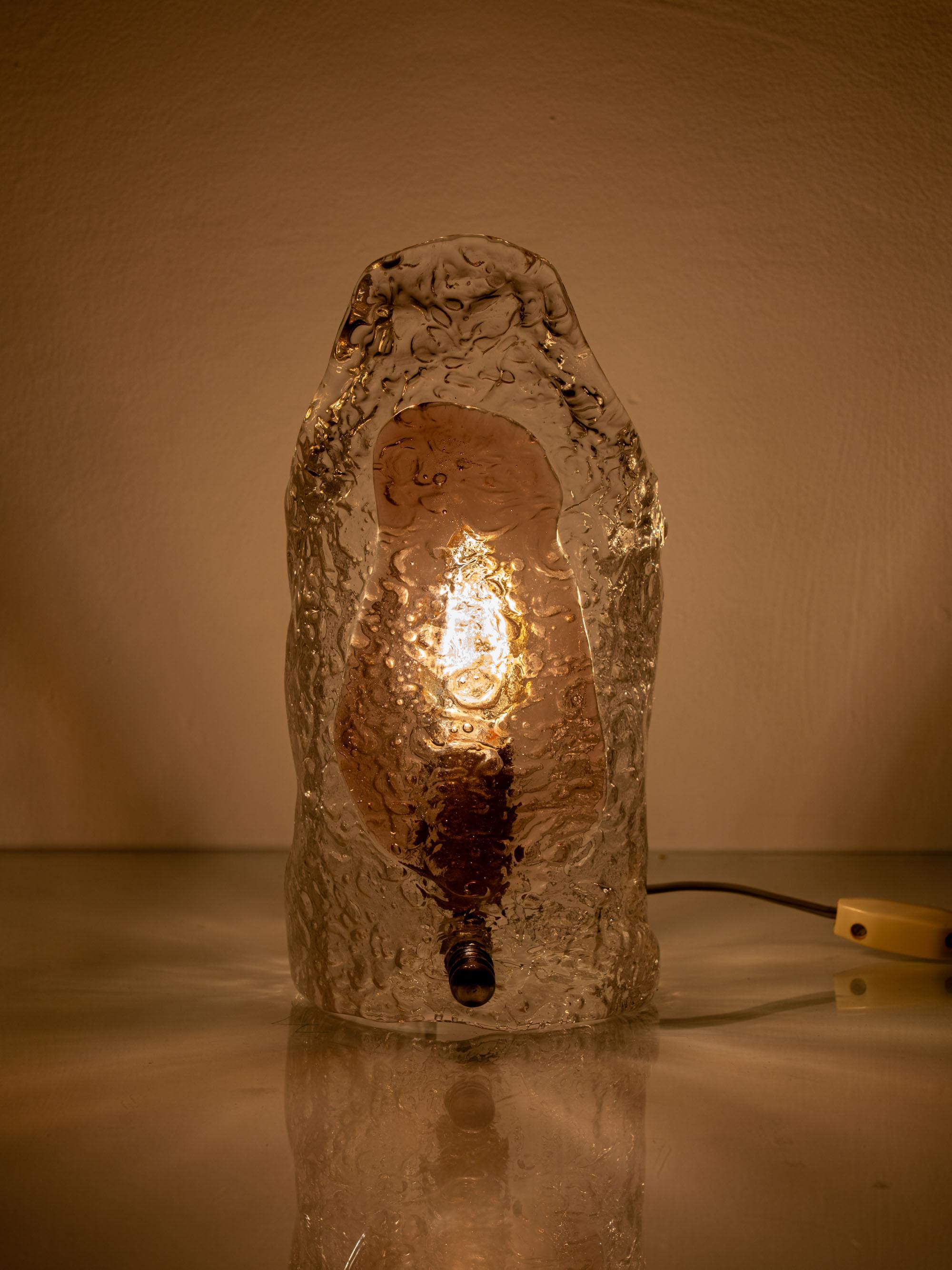 Sculptural Hand-Blown Glass Table Lamp, Murano Style, 1970s For Sale 7