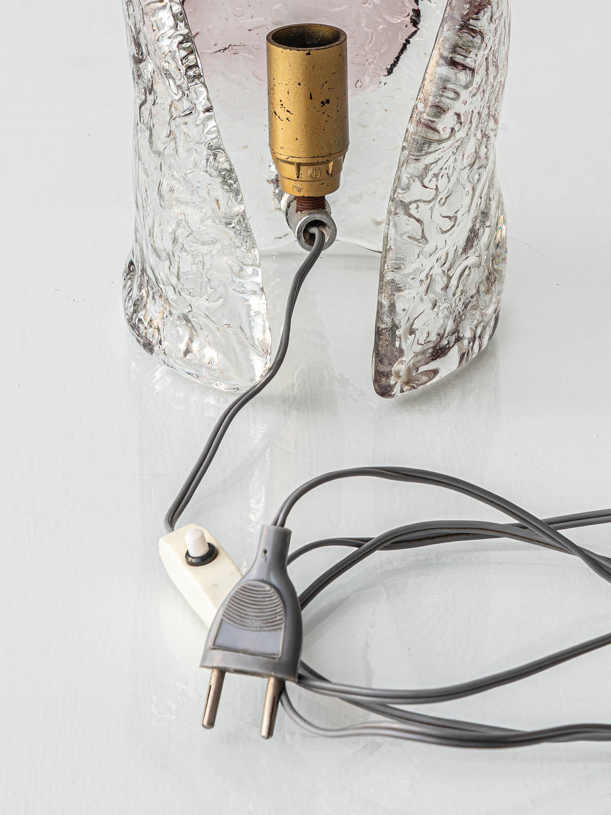 Sculptural Hand-Blown Glass Table Lamp, Murano Style, 1970s For Sale 1