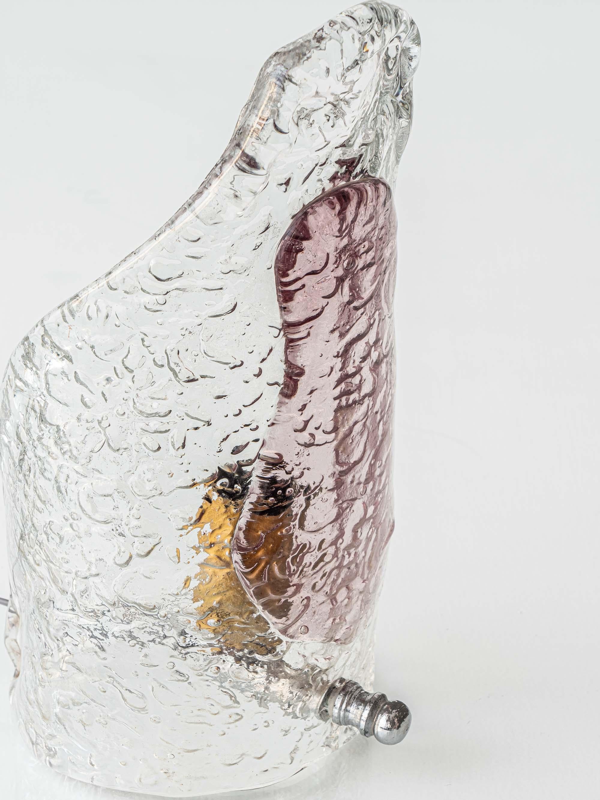 Sculptural Hand-Blown Glass Table Lamp, Murano Style, 1970s For Sale 2