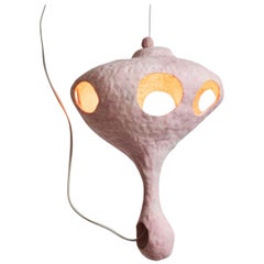 Sculptural Hand-Built Ceramic Pendant Lamp in Matte Pink by Yuko Nishikawa