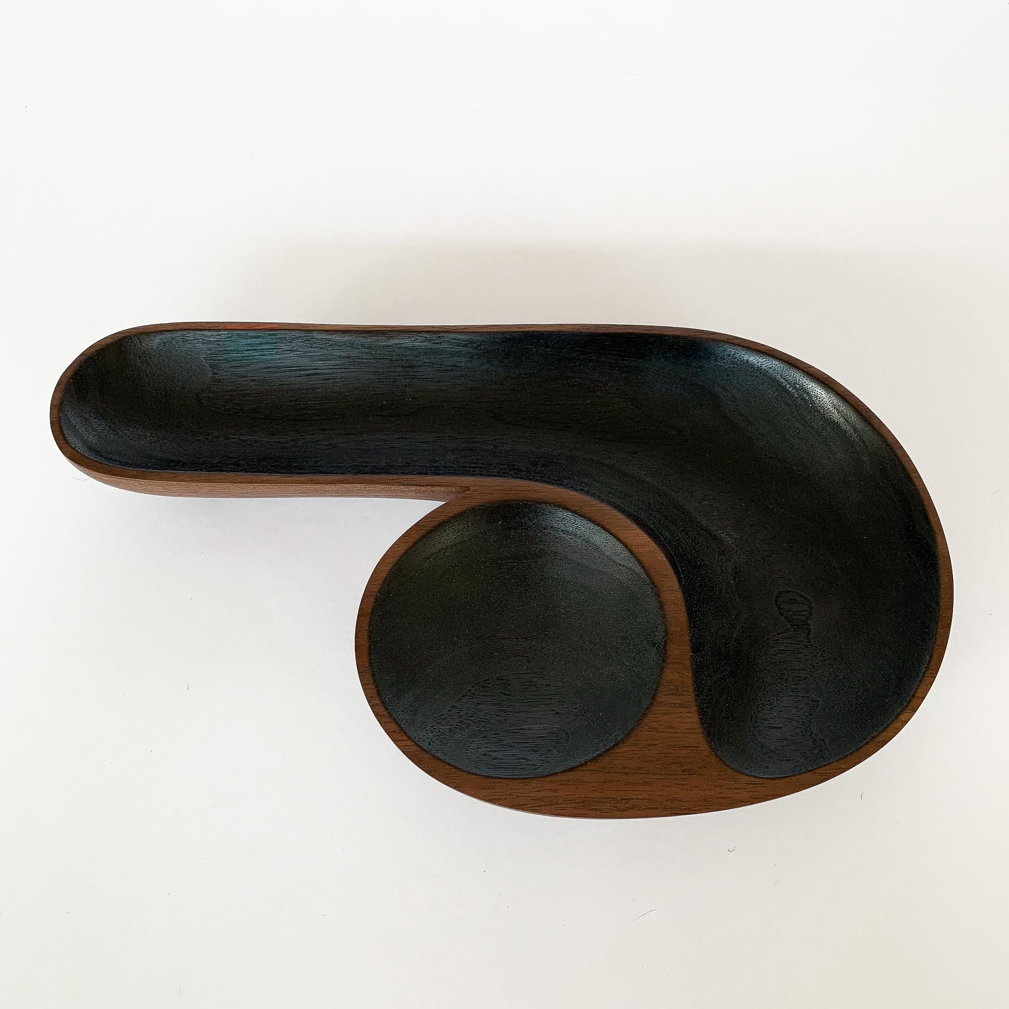 American Sculptural Hand Carved Ebonized Walnut Bowl by Foxwood Co.