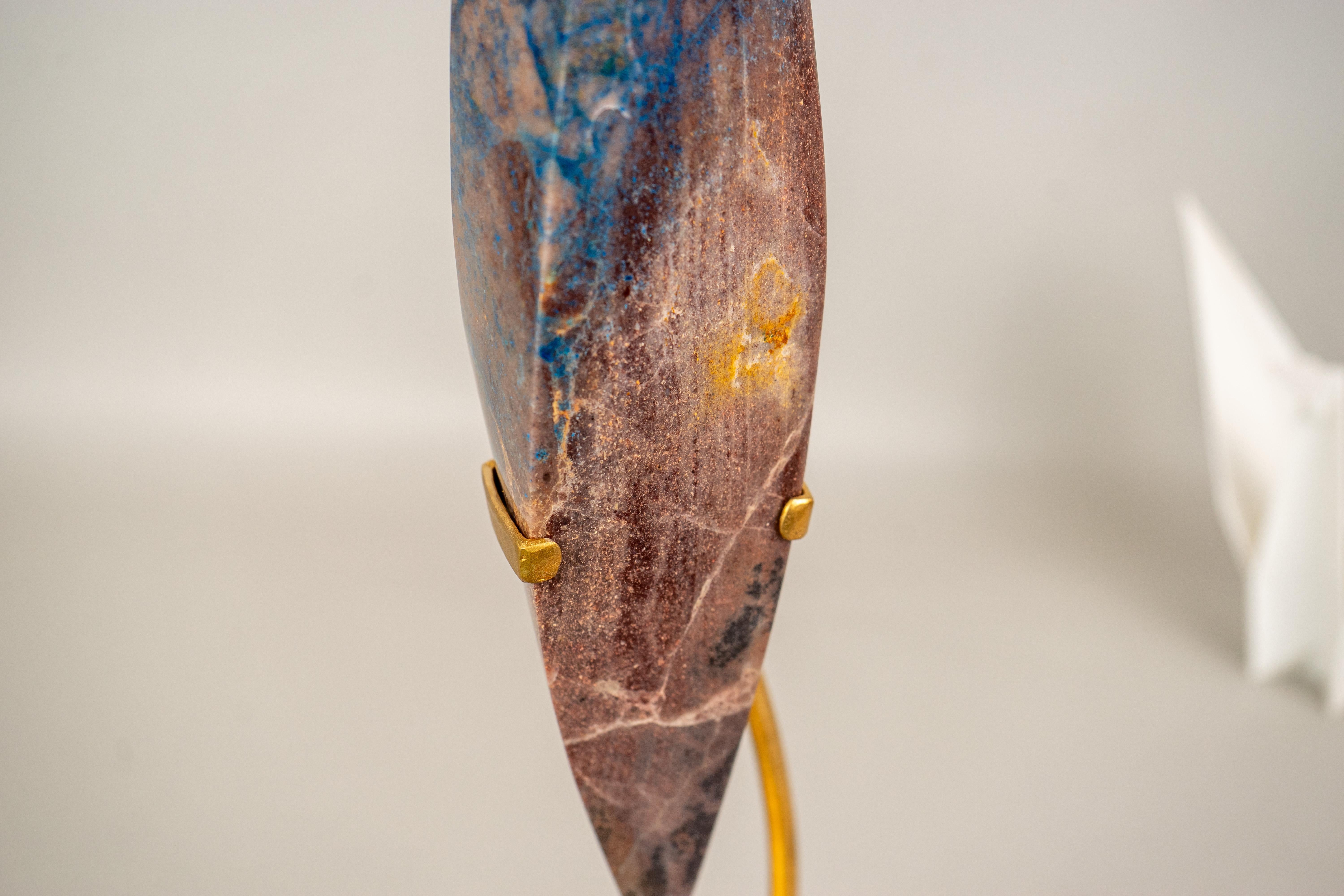 Sculptural Hand-Carved Teal Blue Crystal Flame For Sale 4