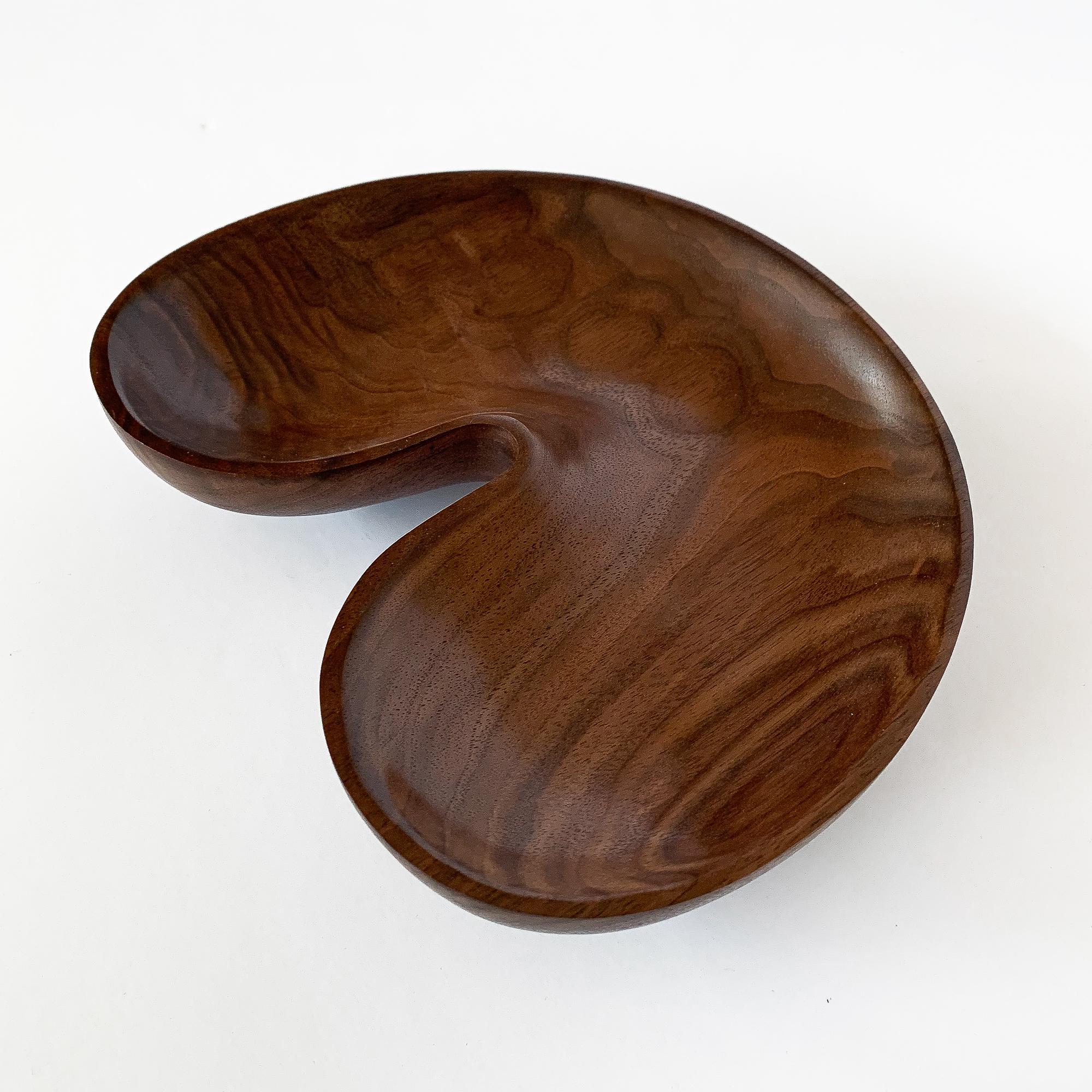 Mid-Century Modern Sculptural Hand Carved Walnut Bowl by Foxwood Co.