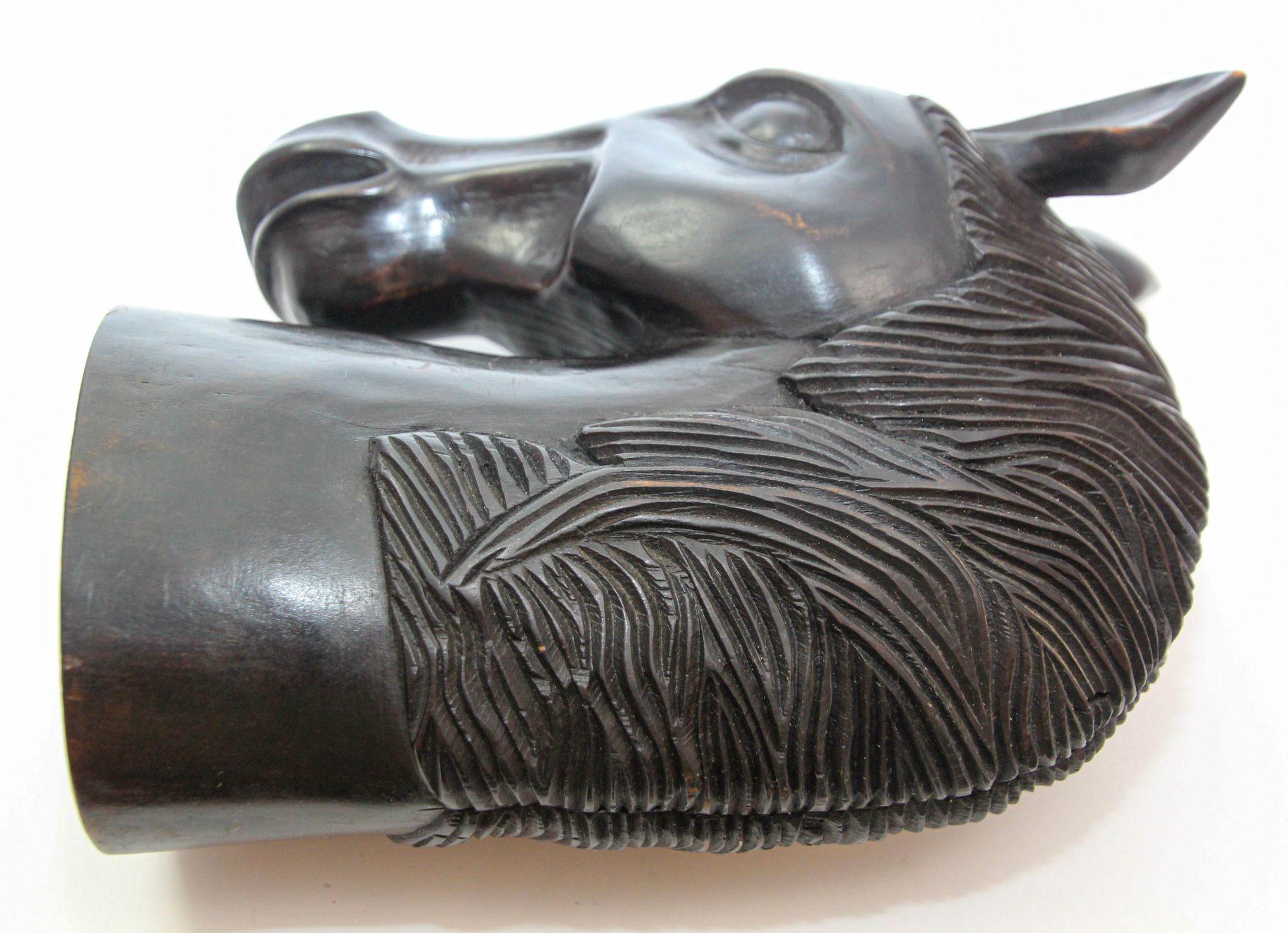 Sculptural Hand-Carved Wood Horse Head Equestrian Decor 1950's For Sale 2