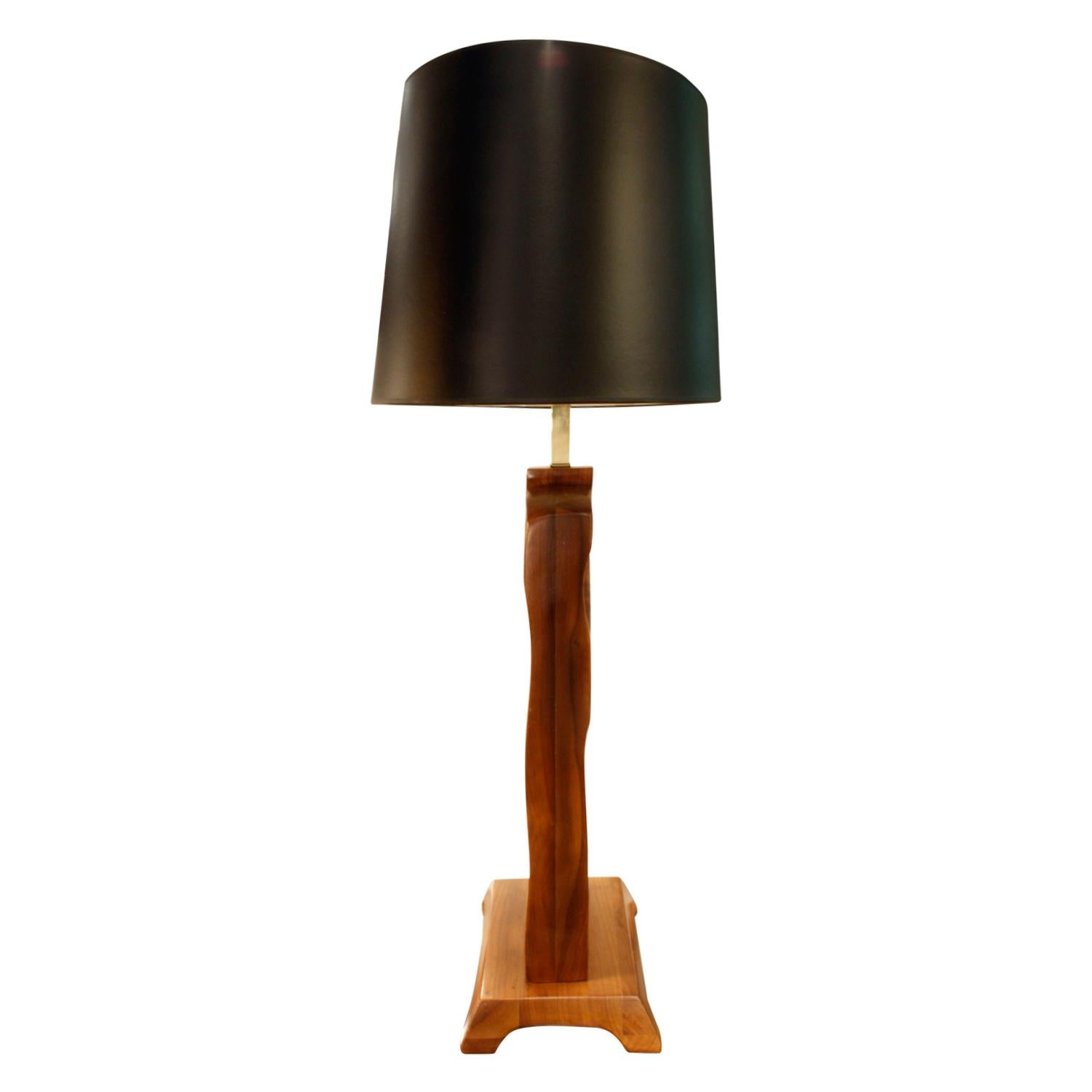 Mid-Century Modern Lampe de Table Sculpturale en Bois Sculpturale Sculpté à la Main, Années 1950 en vente