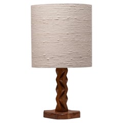 Sculptural Hand-Carved Wood Table Lamp, France 1940s