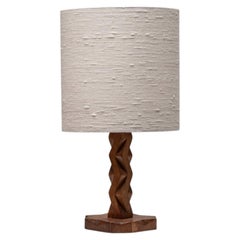 Sculptural Hand-Carved Wood Table Lamp, France 1940s