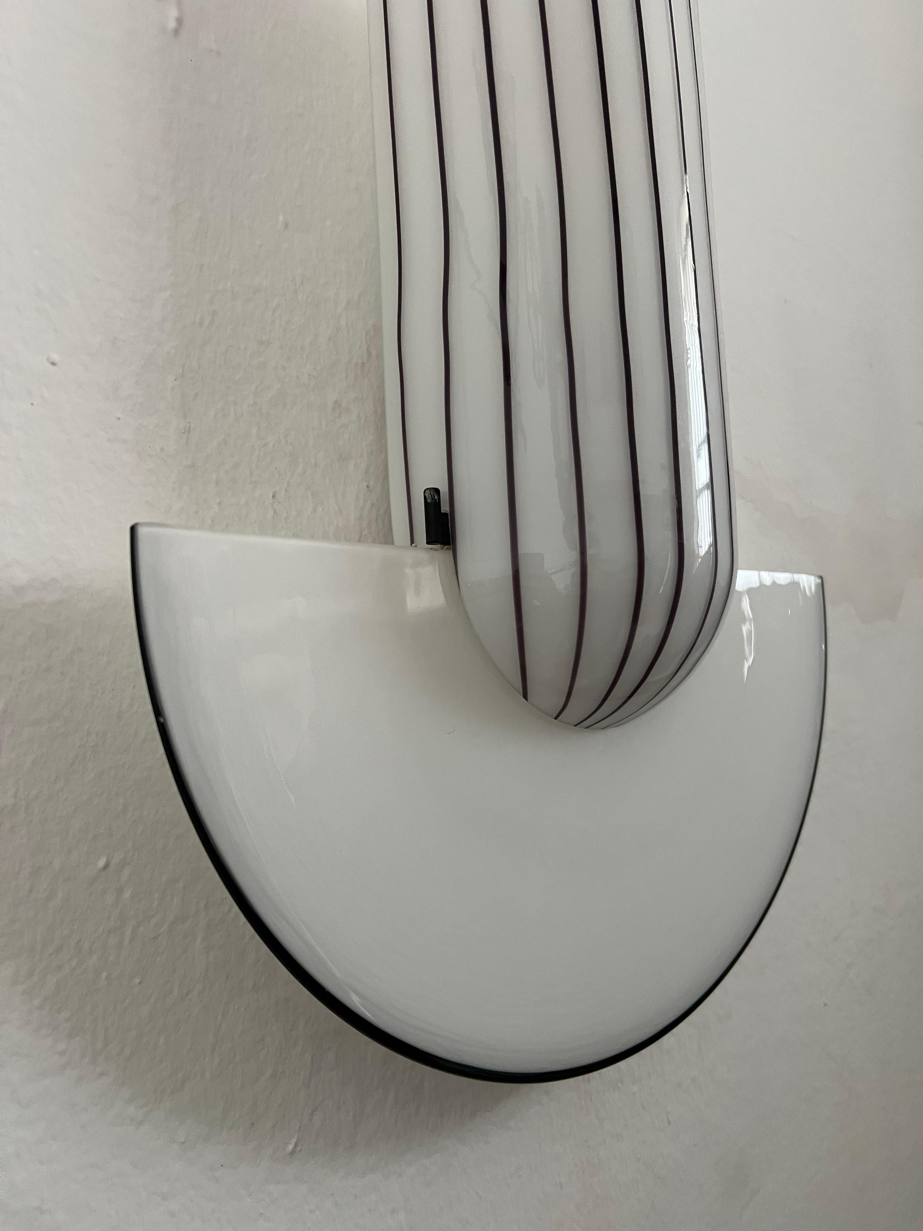Steel Sculptural hand decorated wall light  by Vistosi Murano, rare glass art piece For Sale