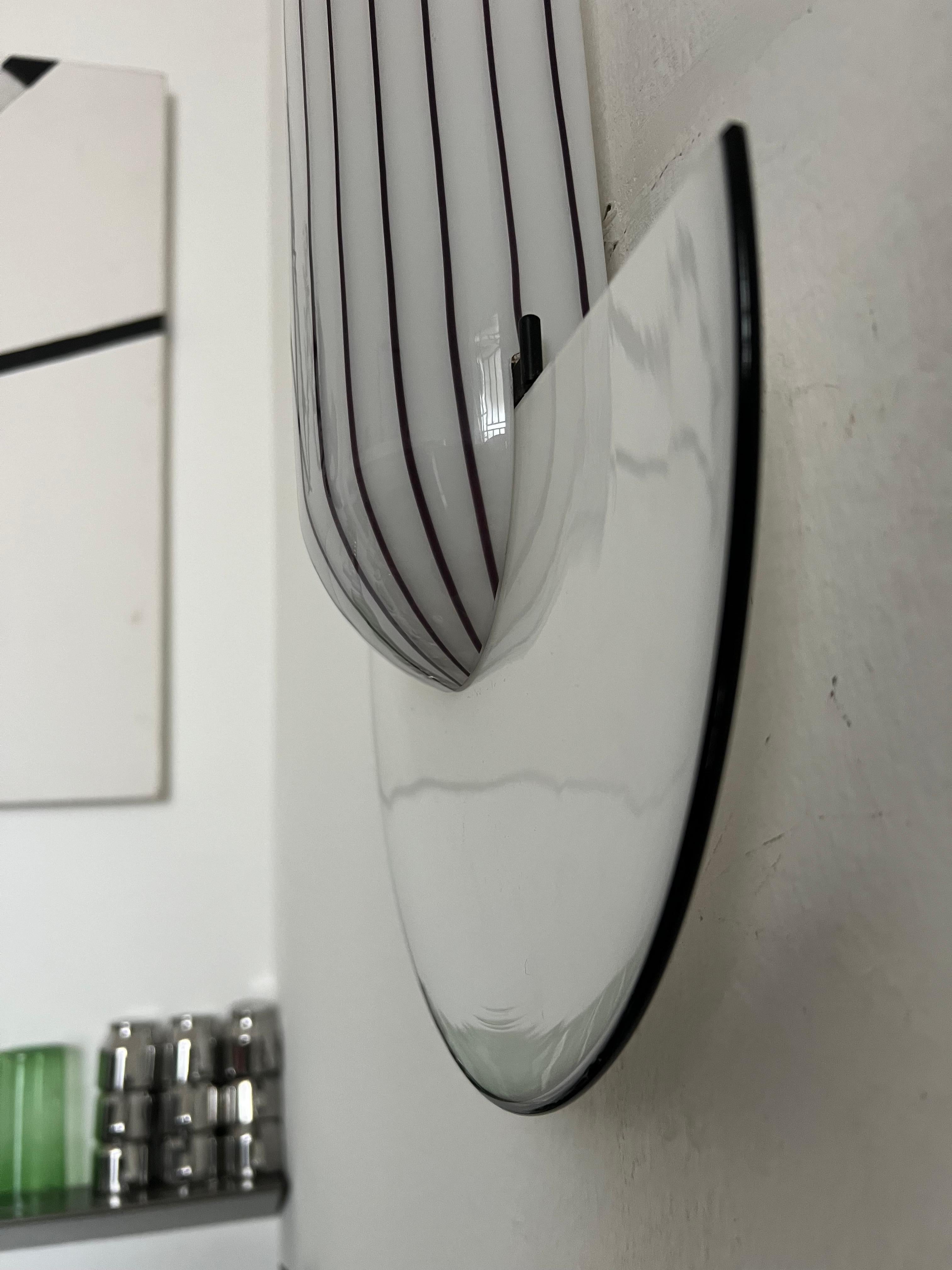 Sculptural hand decorated wall light  by Vistosi Murano, rare glass art piece For Sale 1