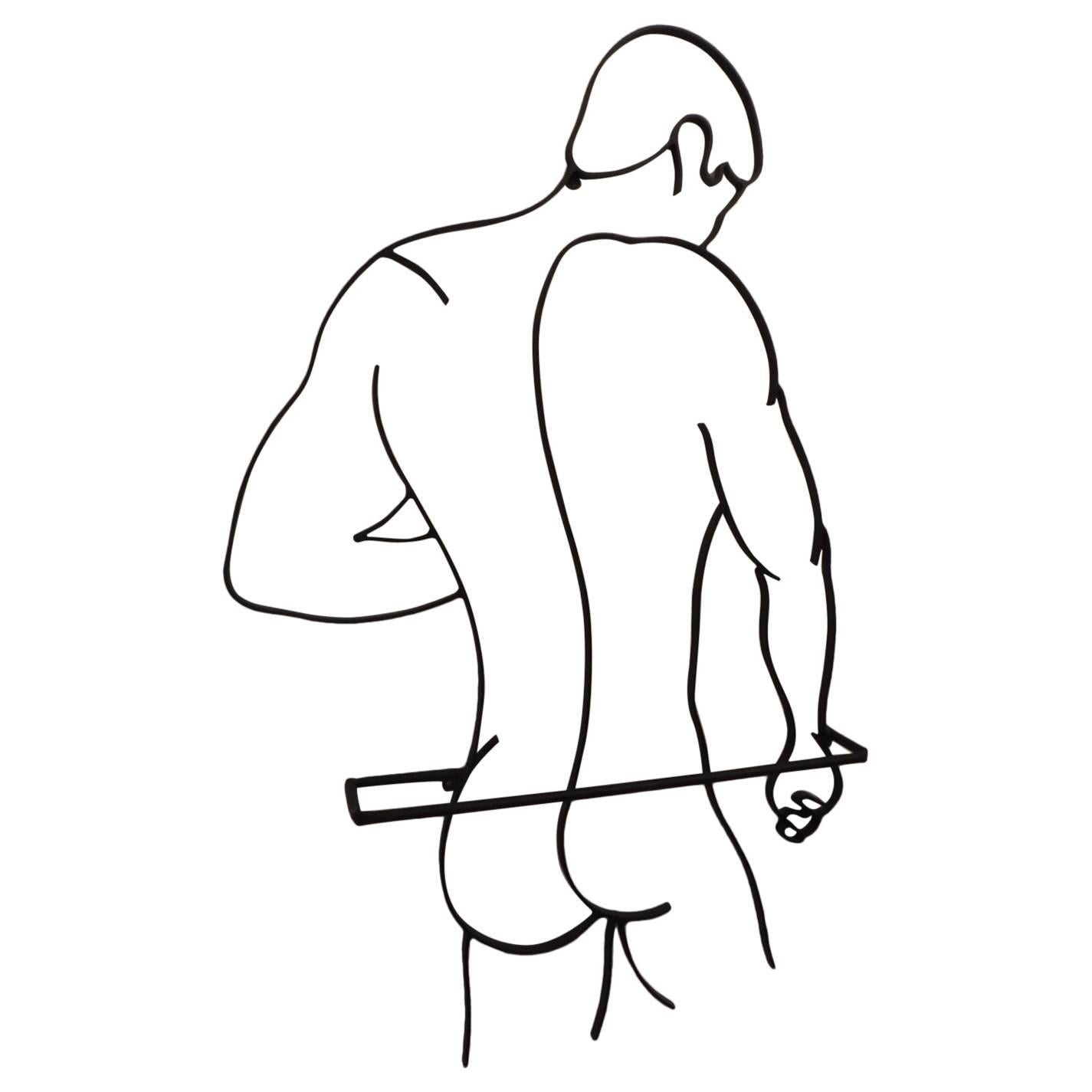 Porte-serviettes sculptural en fer forgé à la main Silhouette d'un homme nu