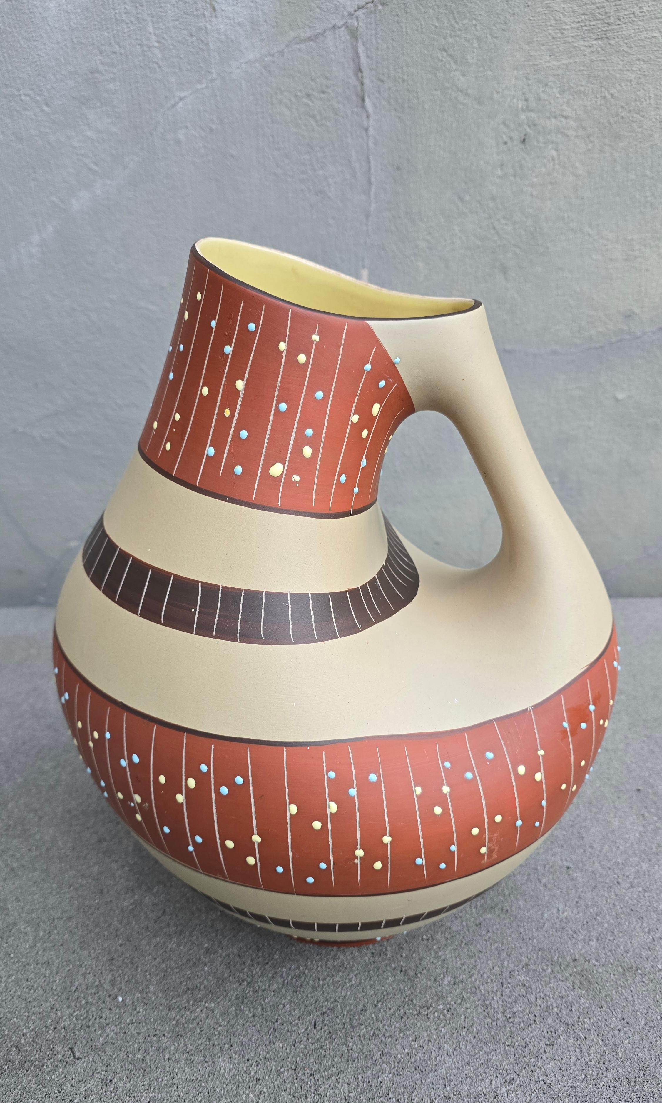 Vase sculptural en grès peint à la main, Eds-Keramik Benshausen, Allemagne, années 1970 Bon état - En vente à Antwerp, BE