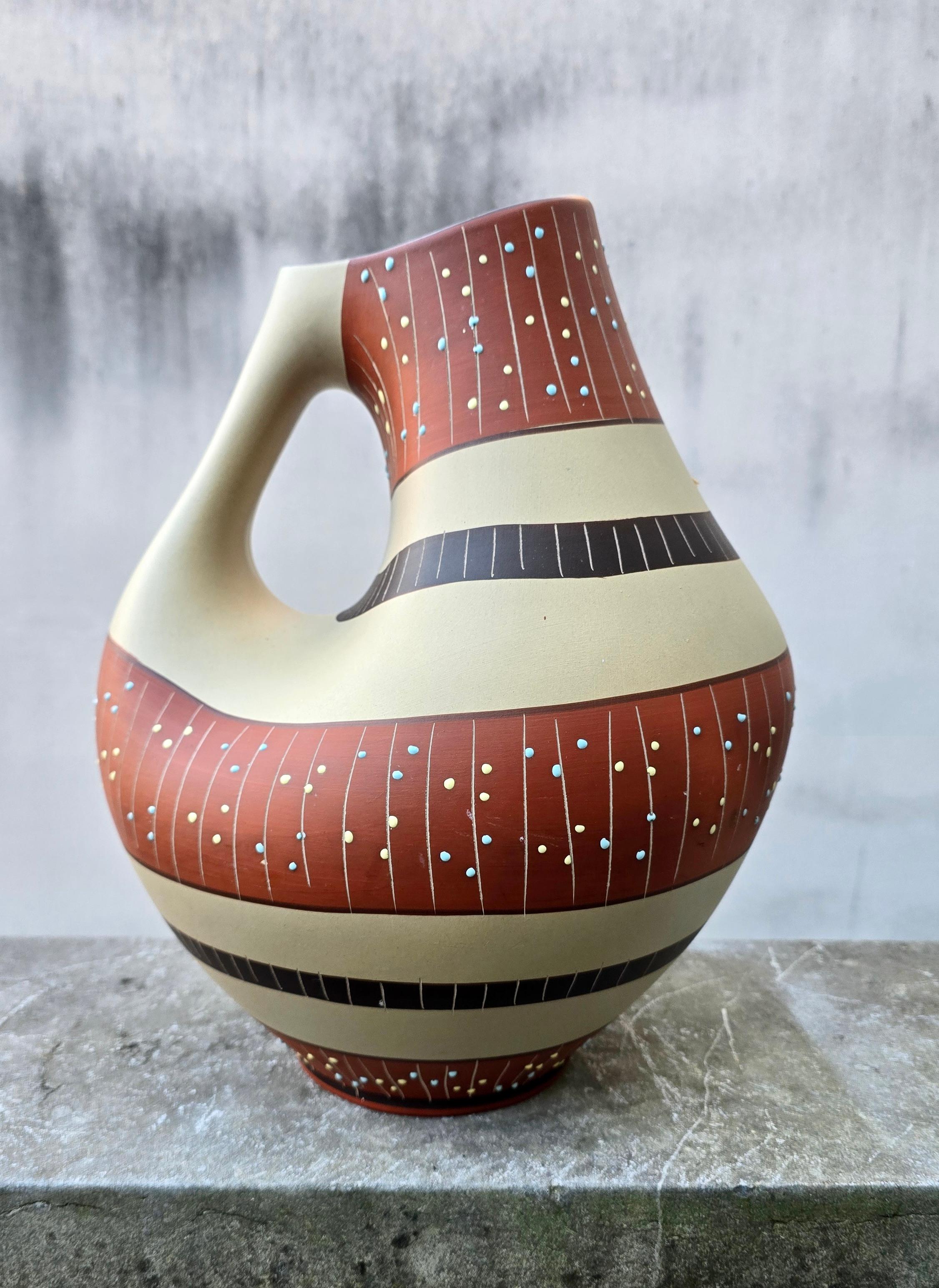 Grès Vase sculptural en grès peint à la main, Eds-Keramik Benshausen, Allemagne, années 1970 en vente