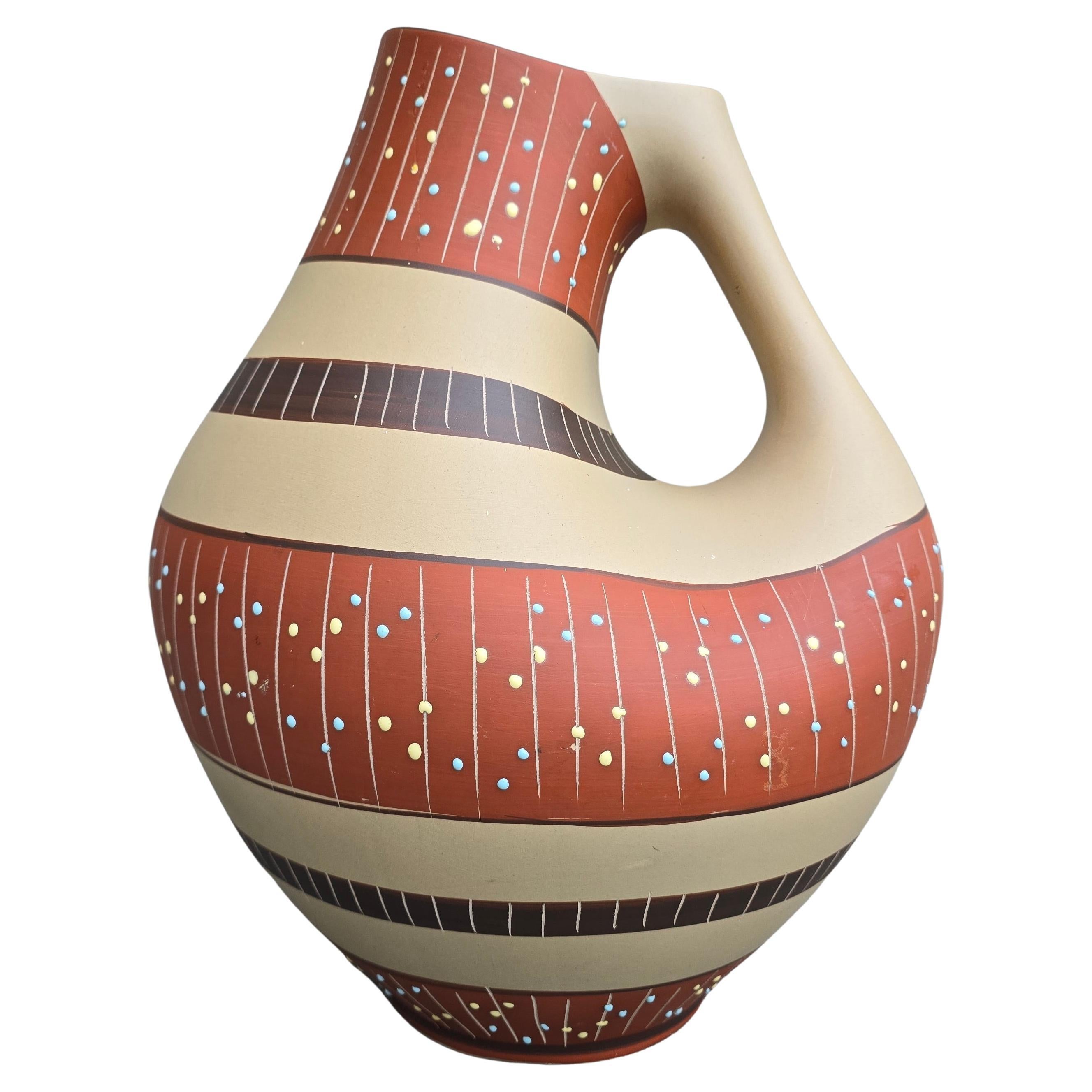 Vaso scultoreo in gres dipinto a mano, Eds-Keramik Benshausen, Germania, anni
70