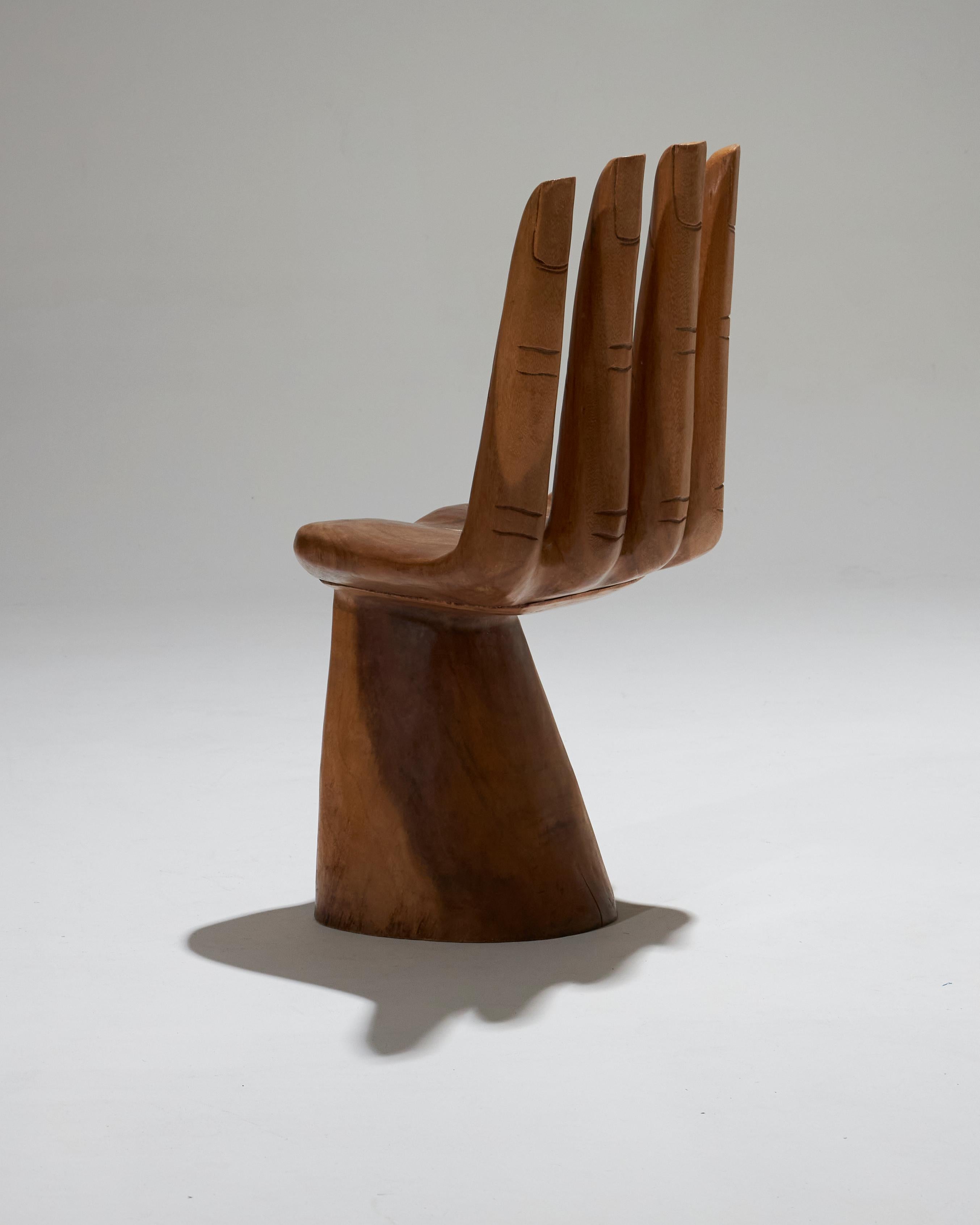Sculptural Hand-Shaped Armchair in Wood, 1960 1