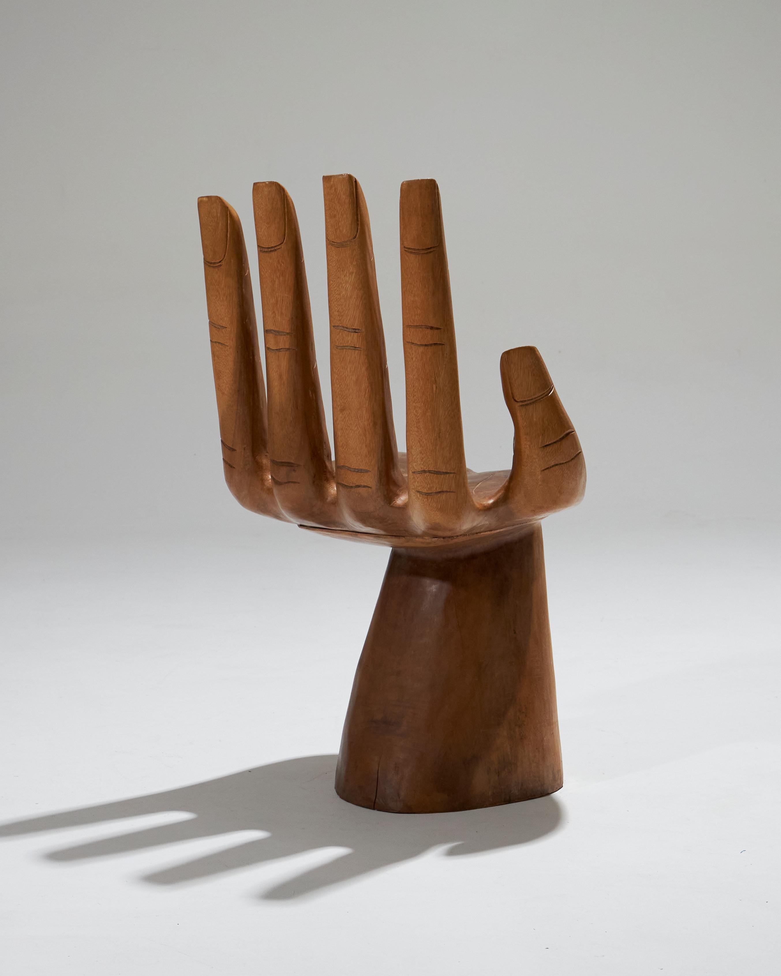 Sculptural Hand-Shaped Armchair in Wood, 1960 3