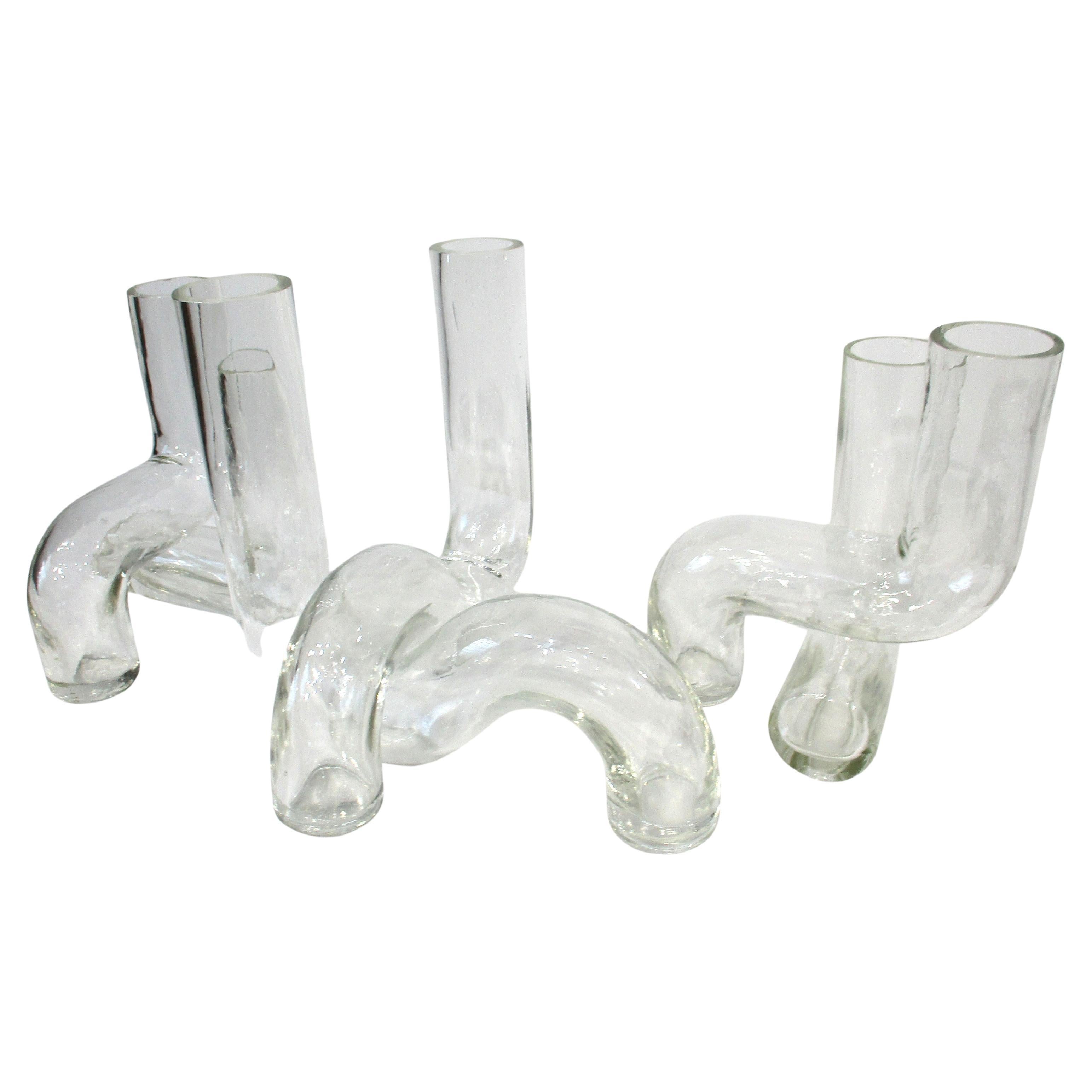 Set di centrotavola scultoreo con vaso a puzzle in vetro soffiato a mano in vendita