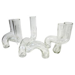 Set di centrotavola scultoreo con vaso a puzzle in vetro soffiato a mano