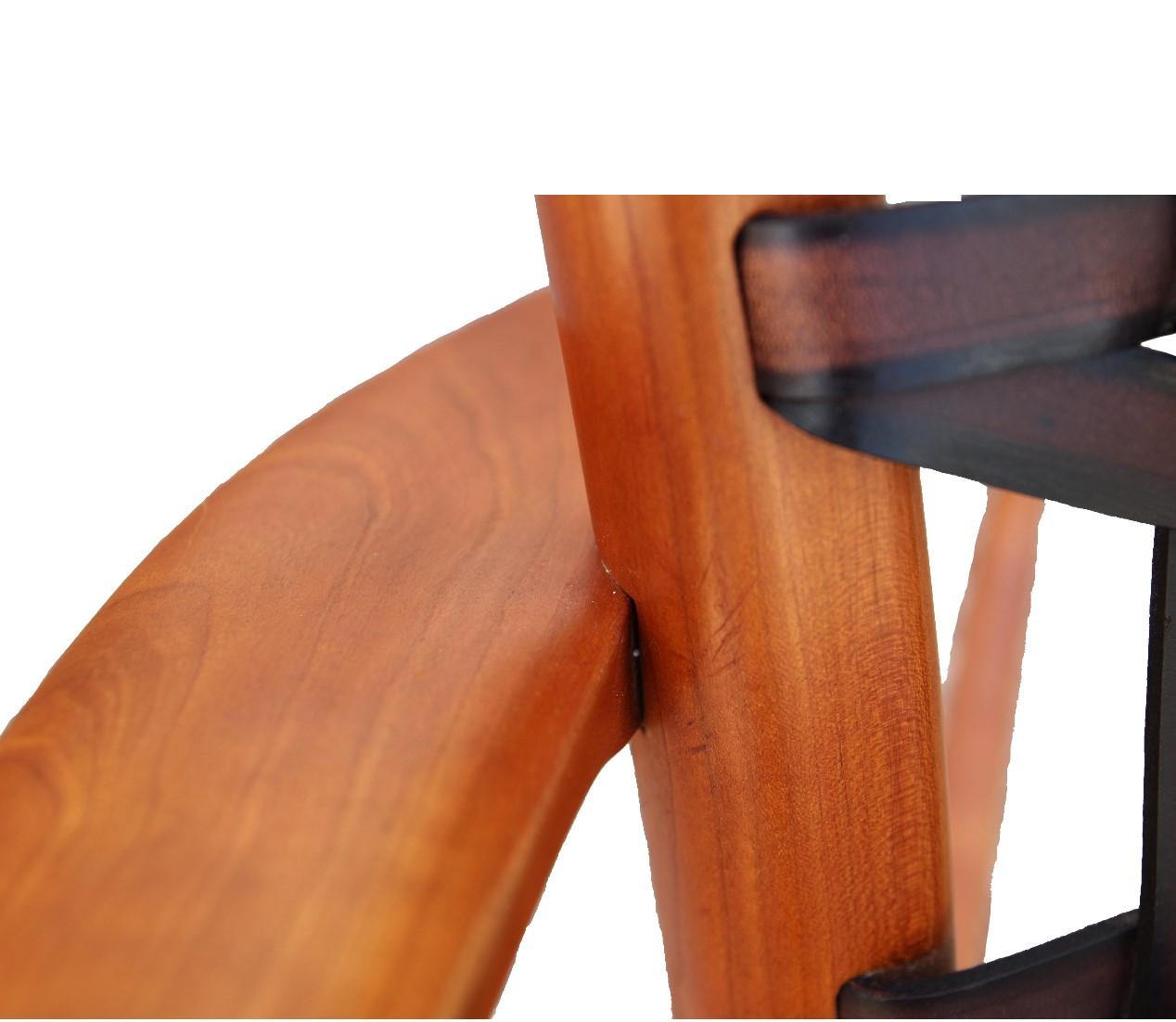 Sculptural Modern Handmade Cherrywood and Woven Leather Rocking Chair (amerikanisch)