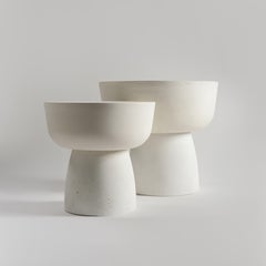 White Table Mushroom Solid Set of 2 Organic Modern Cast Stone by Alentes