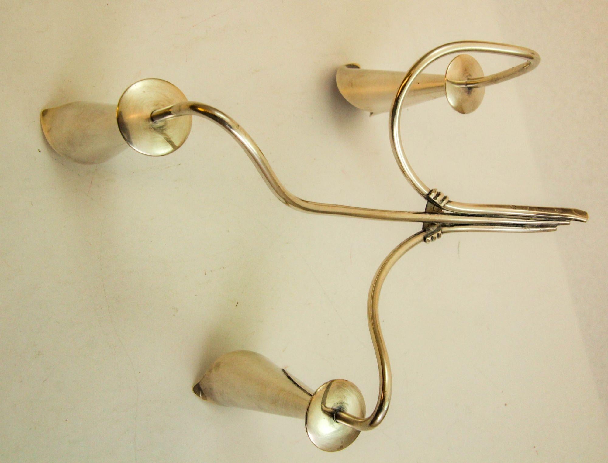 Portacandele scultoreo Hans Jensen Calla Lily placcato in argento a coppia in vendita 2