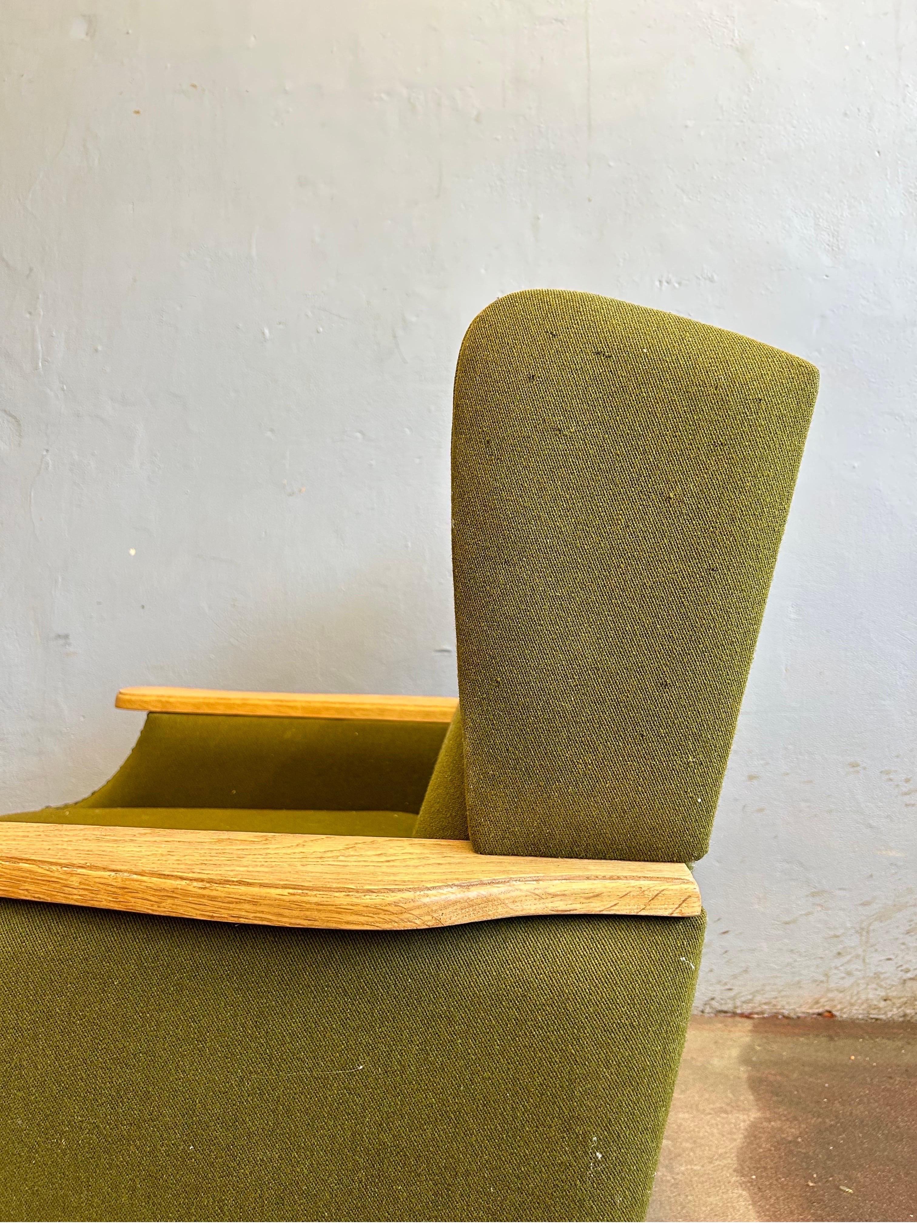 Wool Sculptural Henry Kjærnulf Lounge Chair in Oak