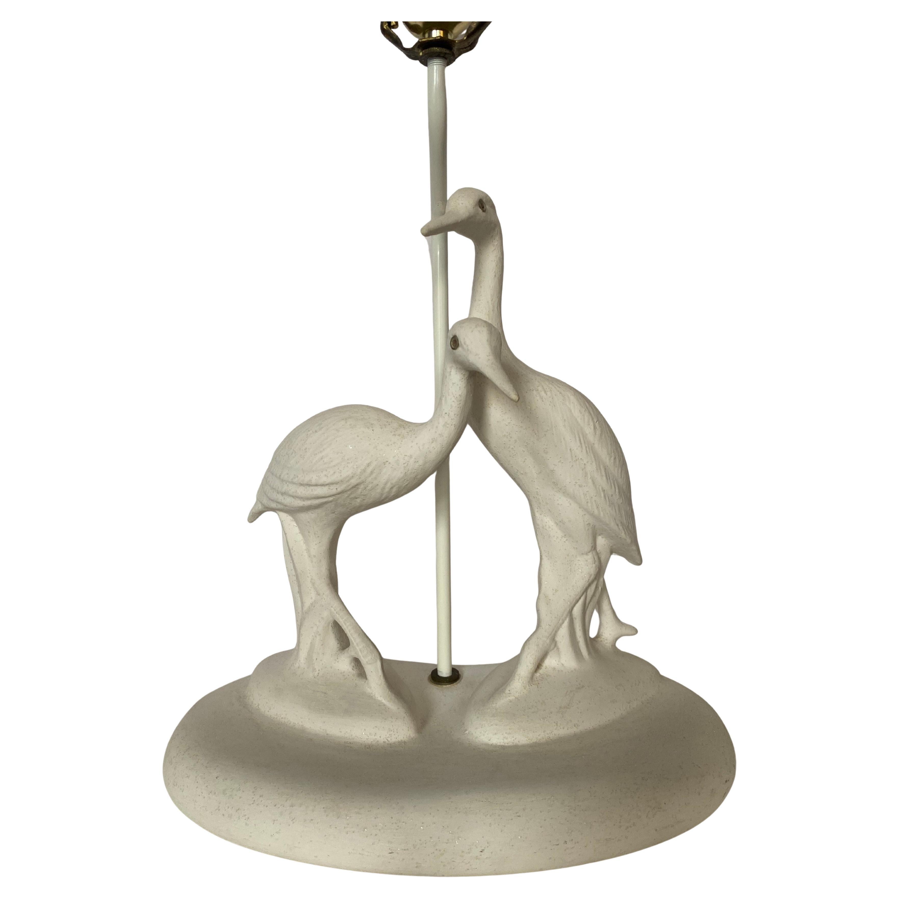 Skulpturale Hollywood Palm Regency Chinoiserie Crane Vogel Lampen, Paar (Moderne der Mitte des Jahrhunderts) im Angebot