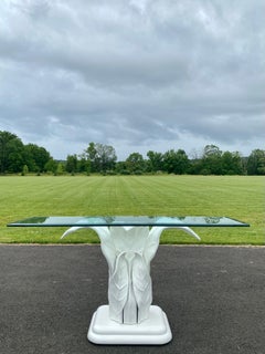 Sculptural Hollywood Palm Regency Entry Hall Console Table Tropical Banana Leaf