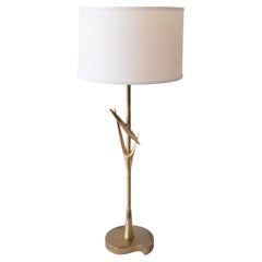 Sculptural Hollywood Regency Mid Century Brass Table Lamp