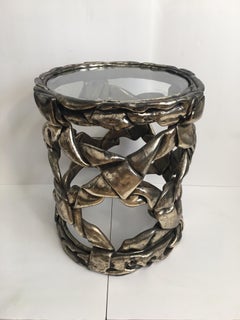 Sculptural Hollywood Regency Ribbon Drinks Side Table, Tony Duquette Style