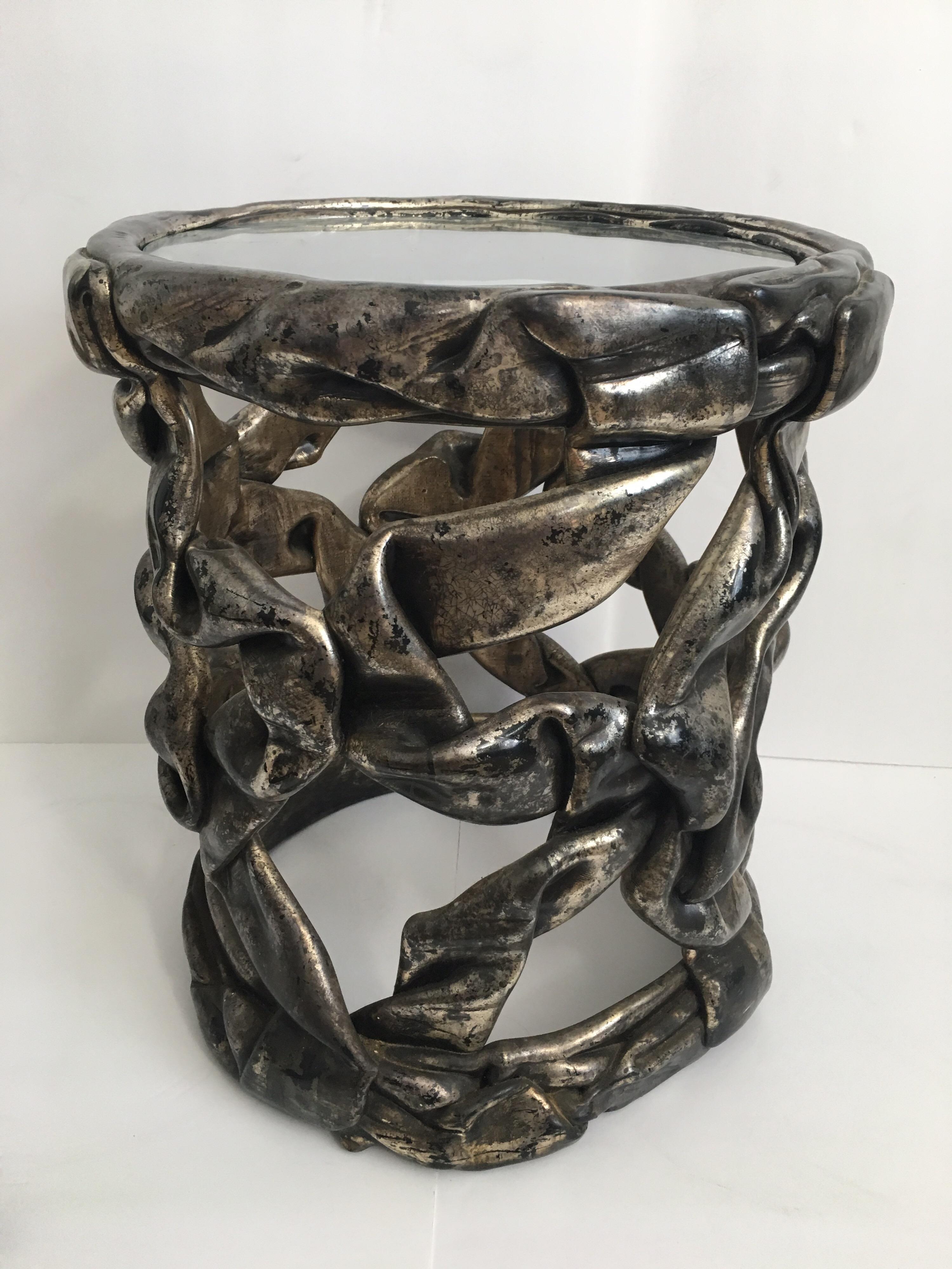 Sculptural Hollywood Regency Ribbon Drinks Side Table, Tony Duquette Style In Good Condition In Lambertville, NJ